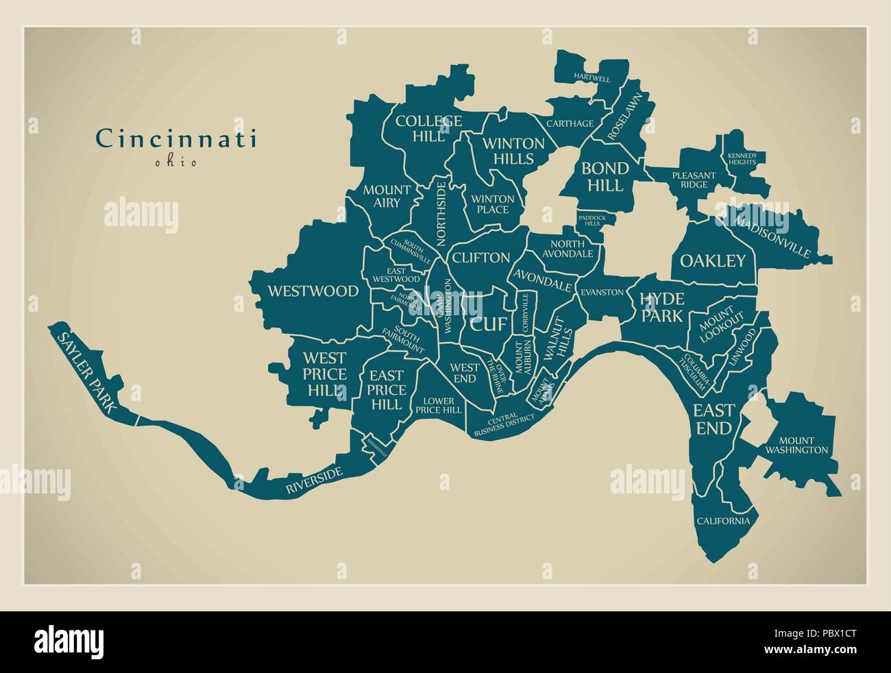 Modern City Map Cincinnati Ohio City Of The USA With Neighborhoods And Titles Stock Vector Image Art Alamy Modern City Map Cincinnati Ohio City Of The USA With Neighborhoods And Titles Stock Vector Image Art Alamy