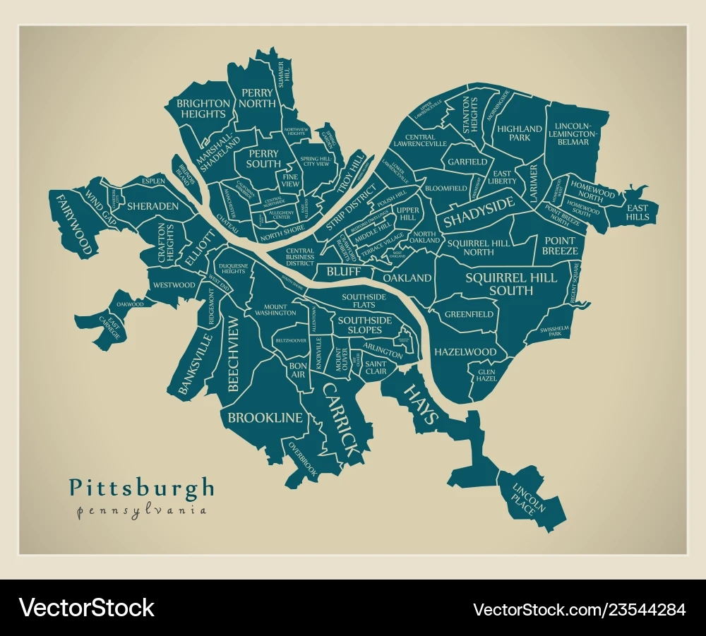 Modern City Map Pittsburgh Pennsylvania Royalty Free Vector VectorStock Modern City Map Pittsburgh Pennsylvania Royalty Free Vector VectorStock