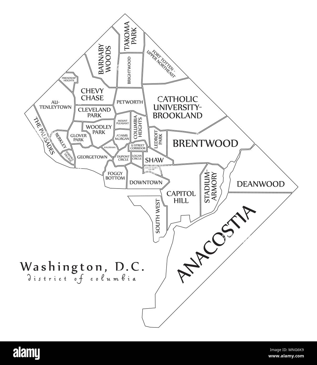 Modern City Map Washington DC City Of The USA With Neighborhoods And Titles Outline Map Stock Vector Image Art Alamy Modern City Map Washington DC City Of The USA With Neighborhoods And Titles Outline Map Stock Vector Image Art Alamy