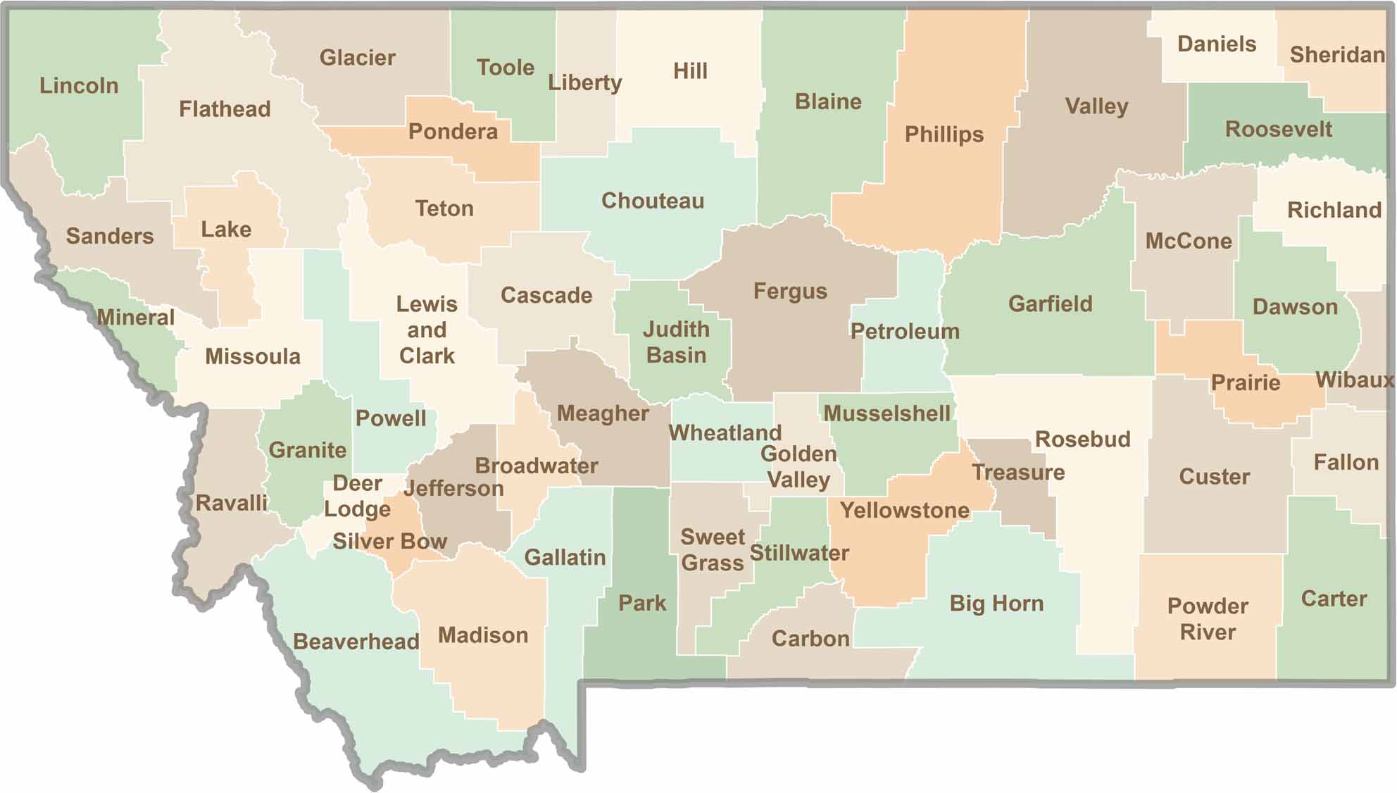 map of counties in montana