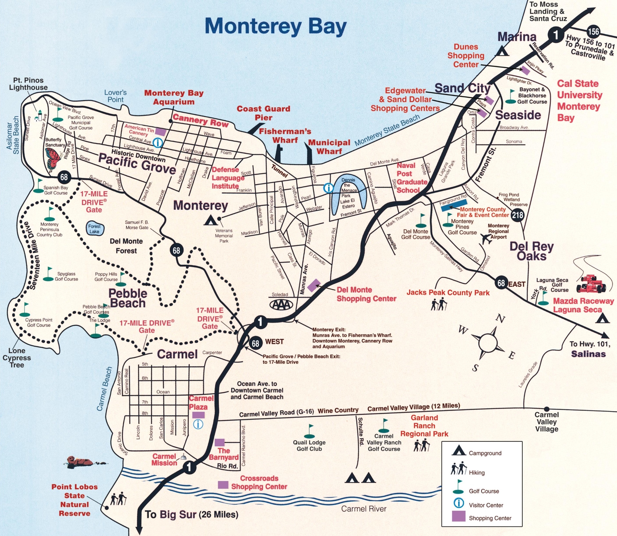 Monterey Peninsula Map Ontheworldmap Monterey Peninsula Map Ontheworldmap