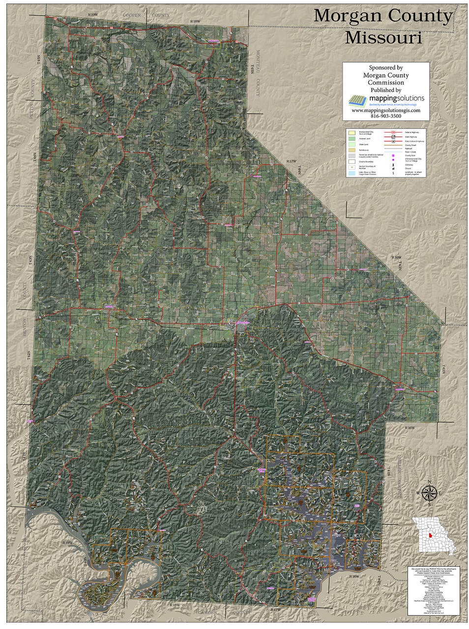 Morgan County Missouri 2026 Aerial Wall Map Mapping Solutions