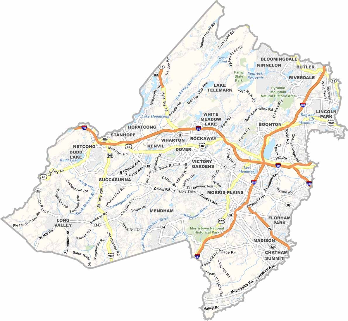 Morris County Map New Jersey US County Maps