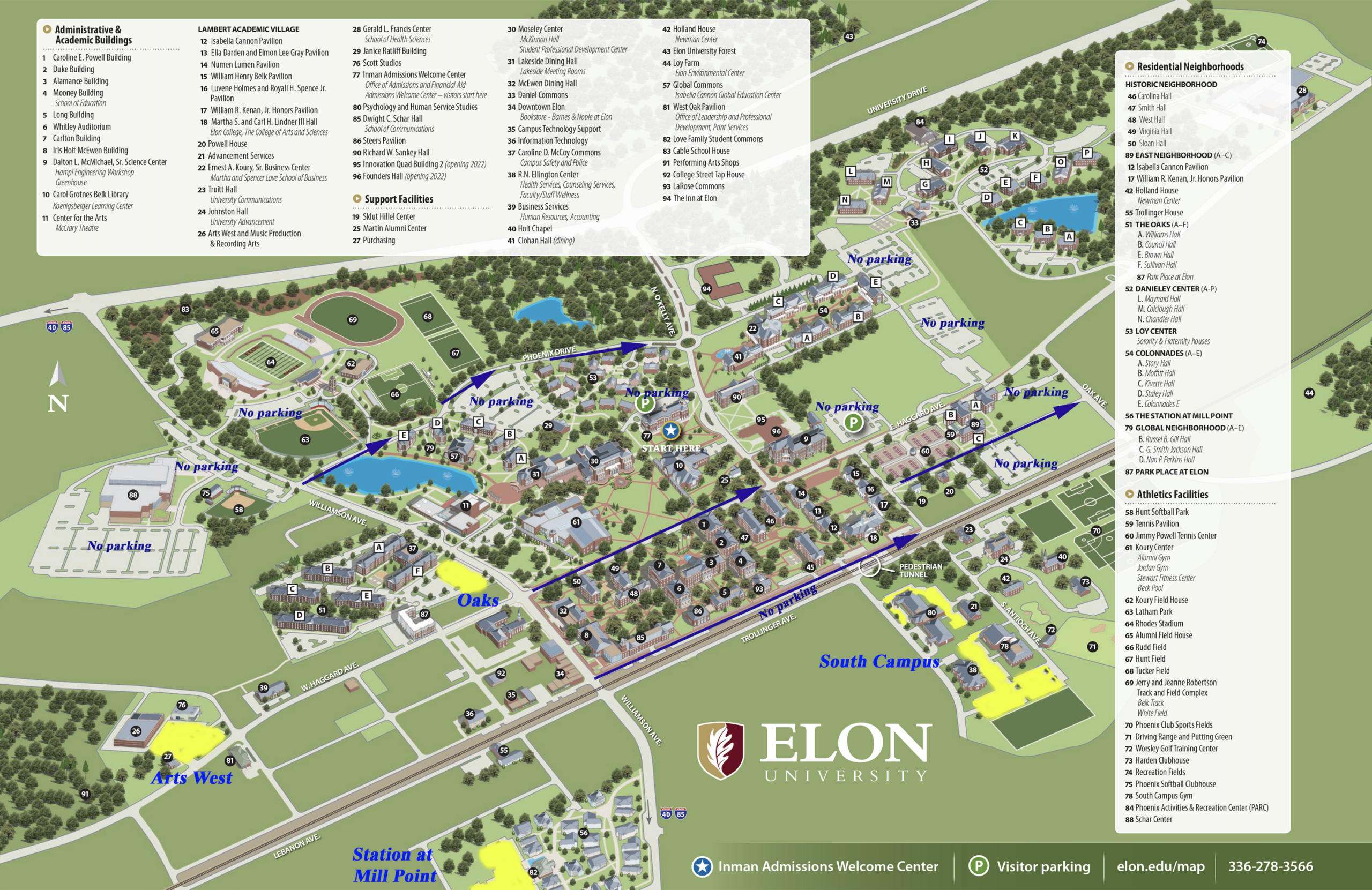 Move in Day Map Shows The Routes For New Students To Follow To Campus Residence Halls Today At Elon Elon University