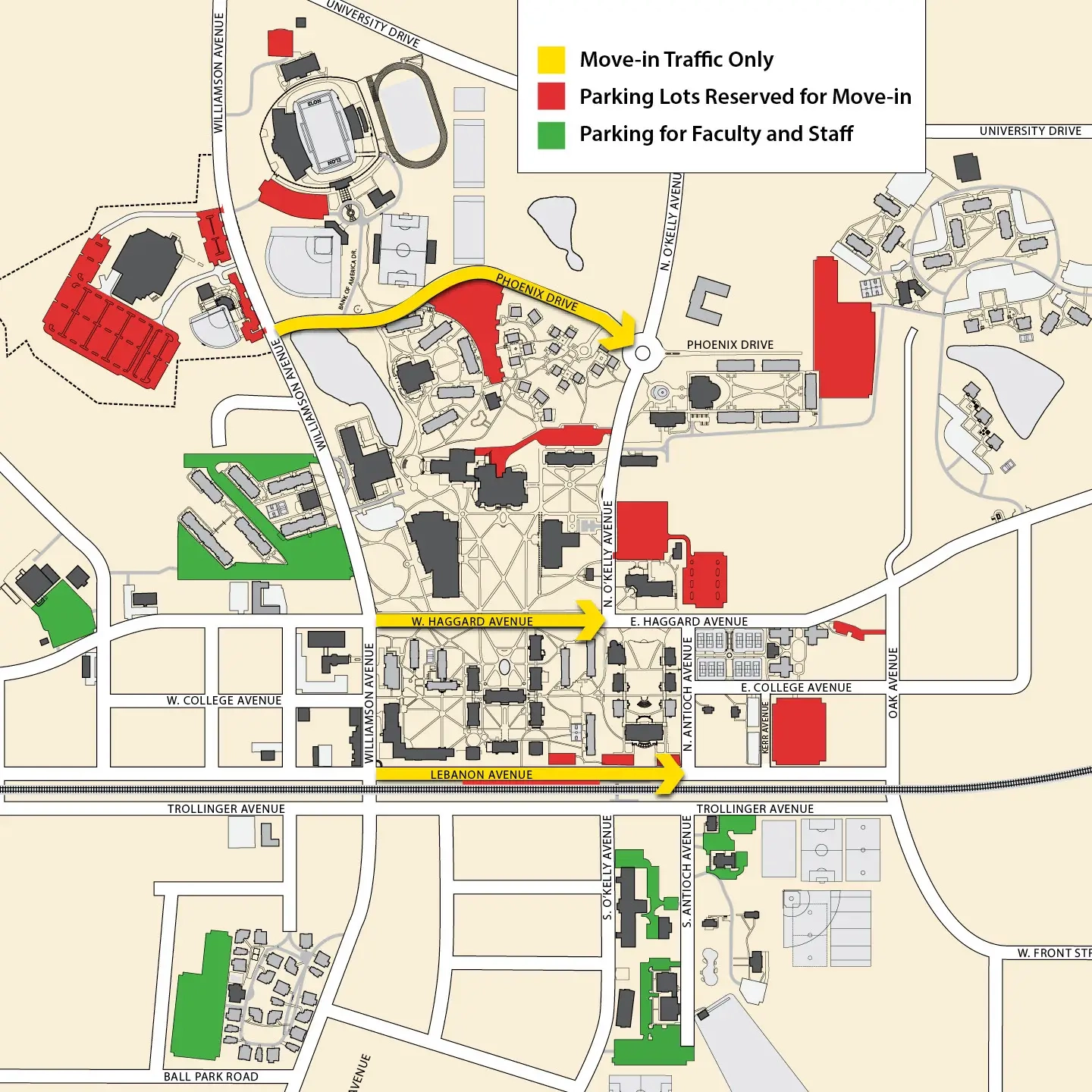 elon university campus map