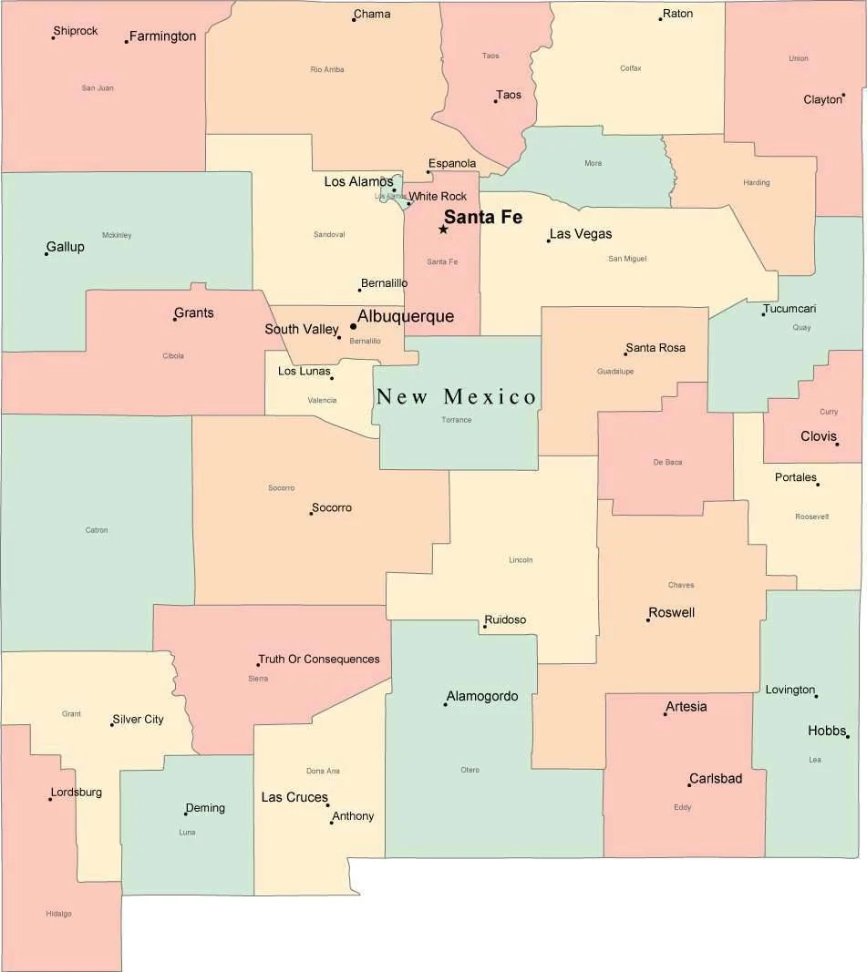 map of nm with cities