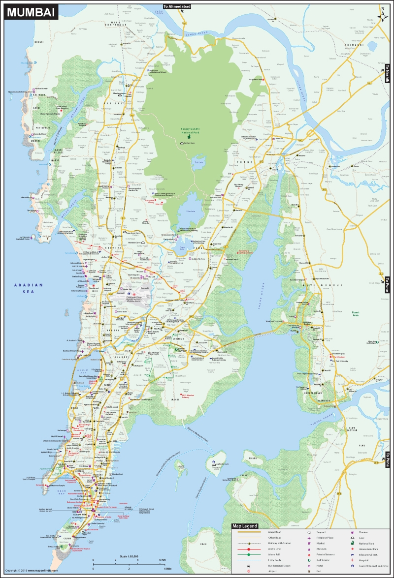 Mumbai Map Maharashtra City Information And Travel Guide