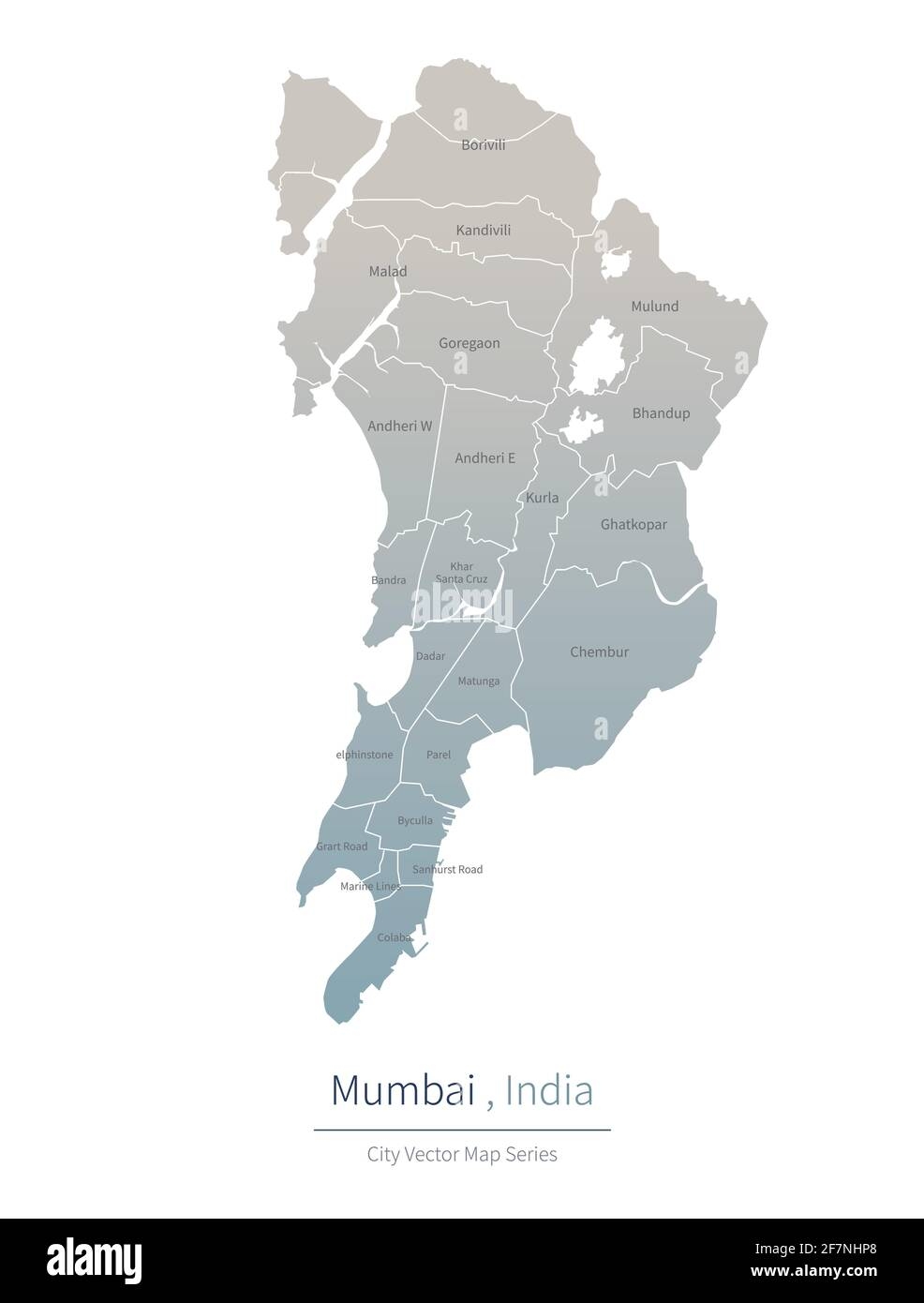 Mumbai Map Vector Map Of Major City In The India Stock Vector Image Art Alamy