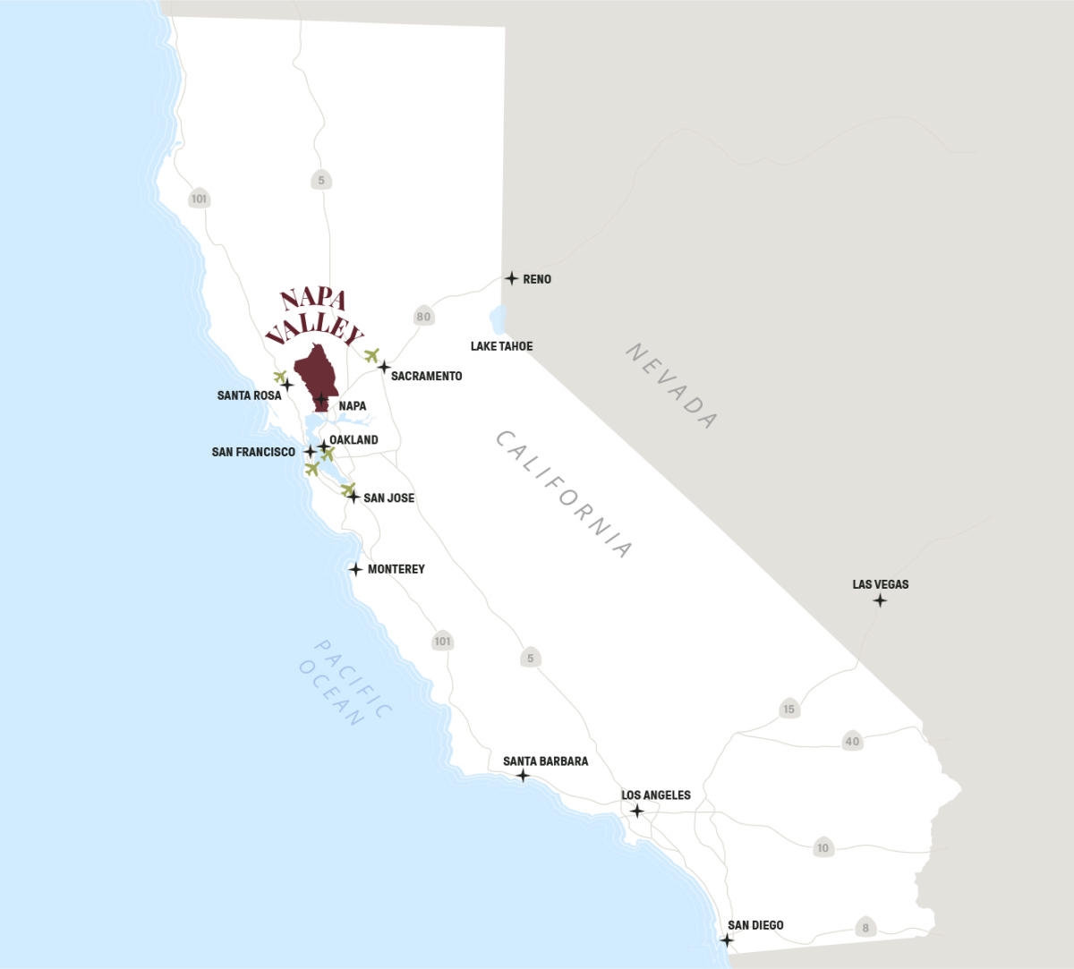 Napa Valley Map Of California Wine Country