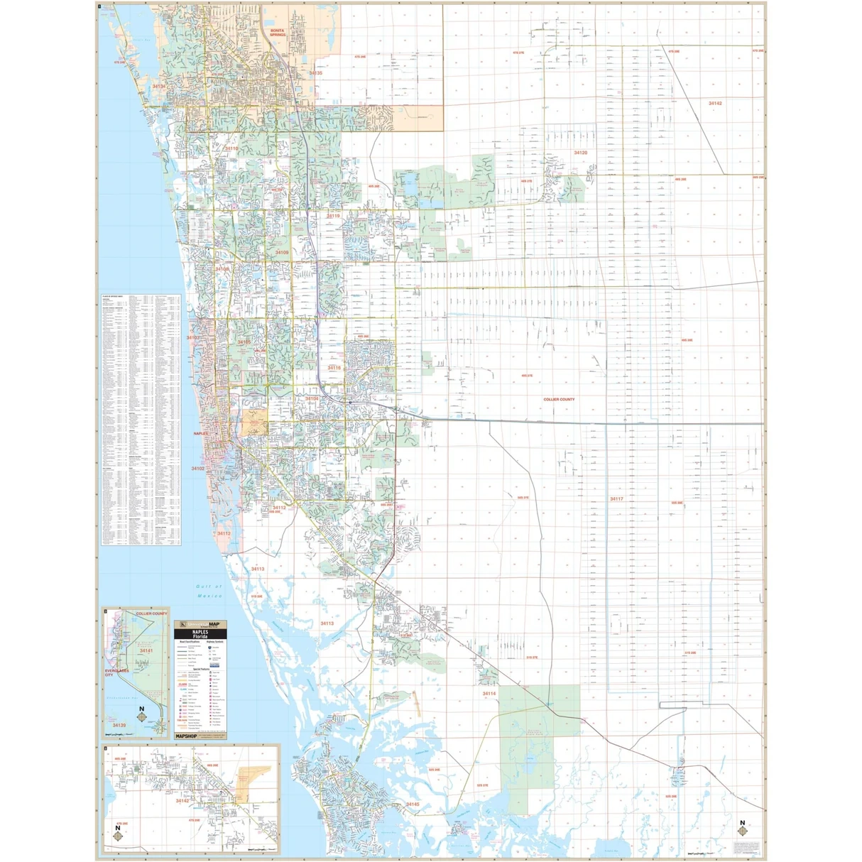 Naples Collier Co FL Wall Map Shop City County Maps Ultimate Globes