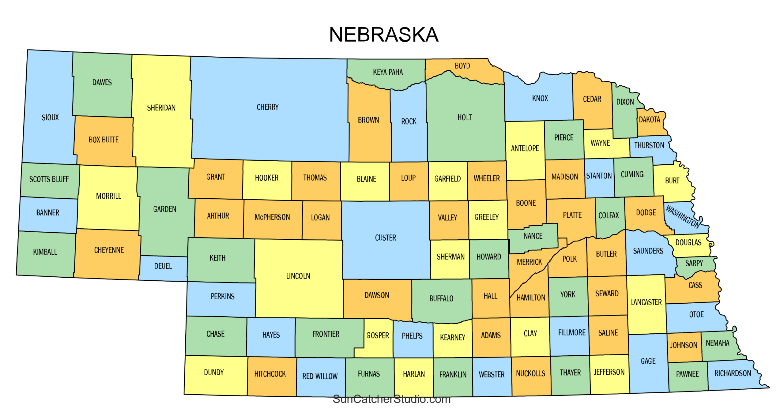 county map for nebraska county map for nebraska