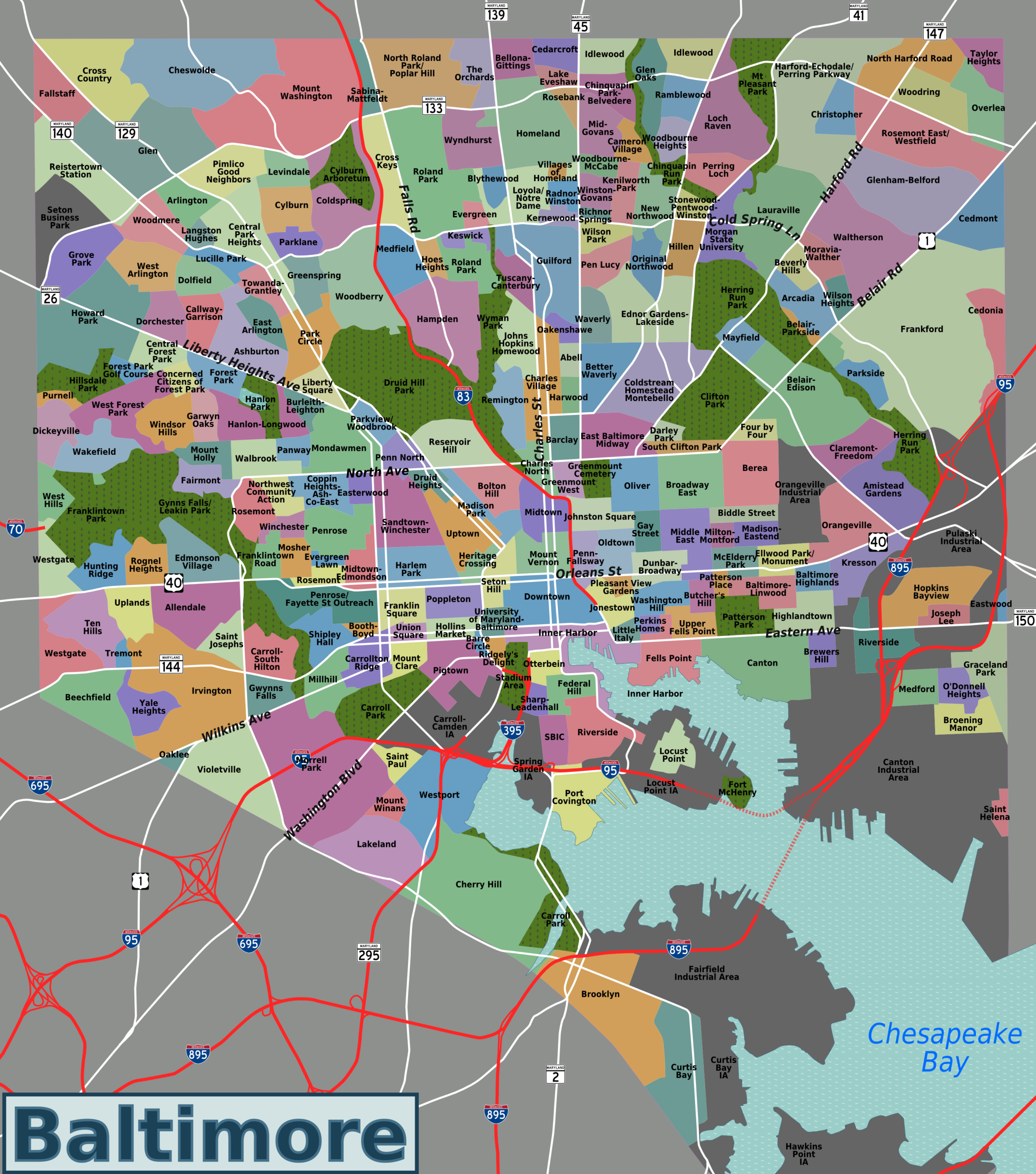 Neighborhood Map Of Baltimore City 3090 3500 R MapPorn