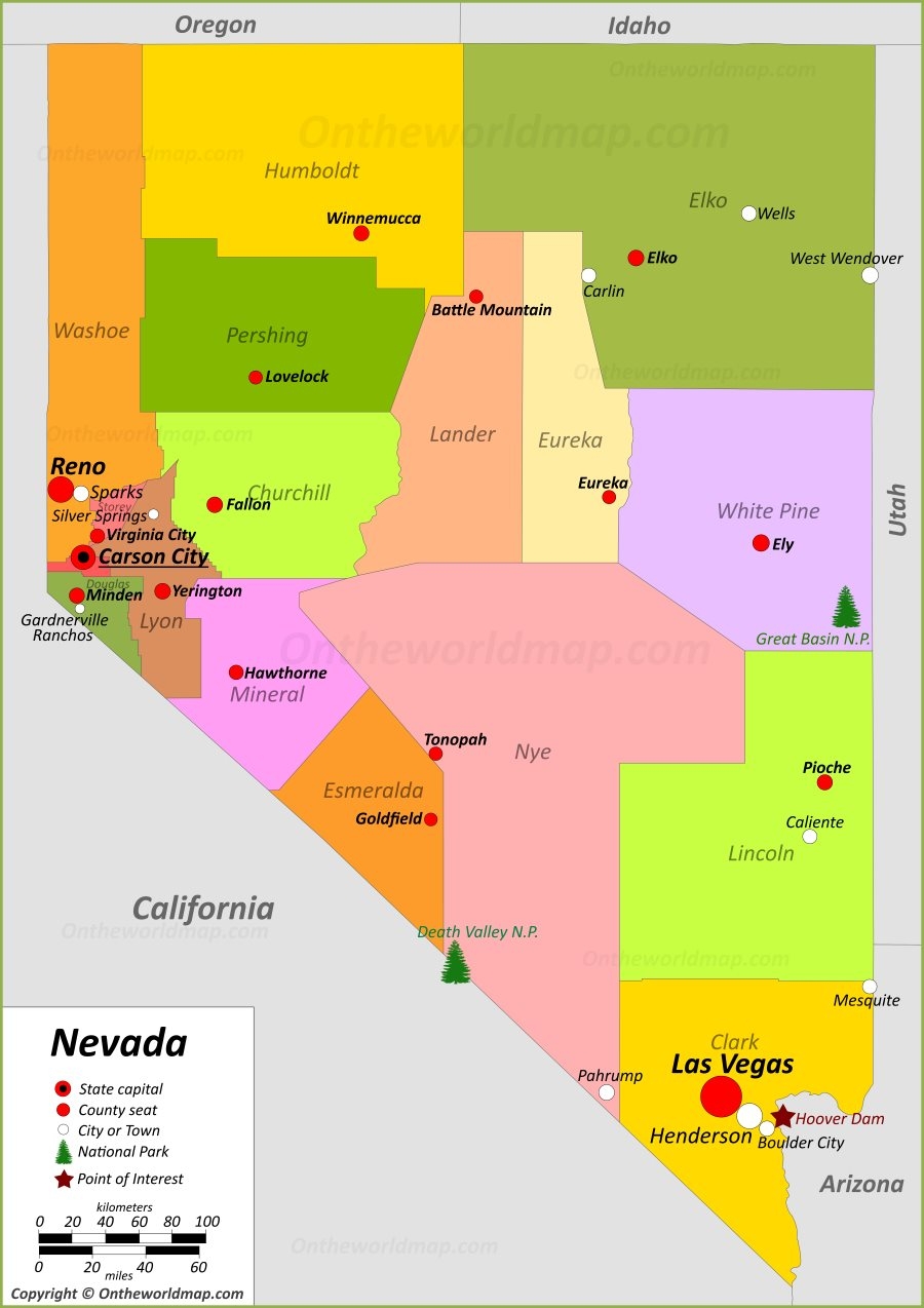 Nevada State Map USA Maps Of Nevada NV 