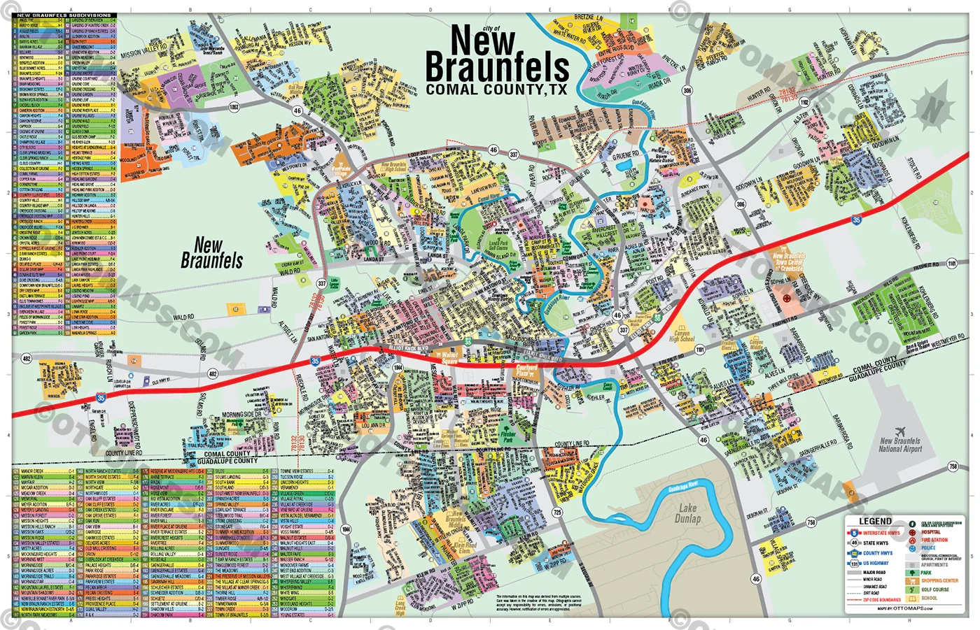 New Braunfels Map Comal County TX FILES PDF And AI Files Editab Otto Maps