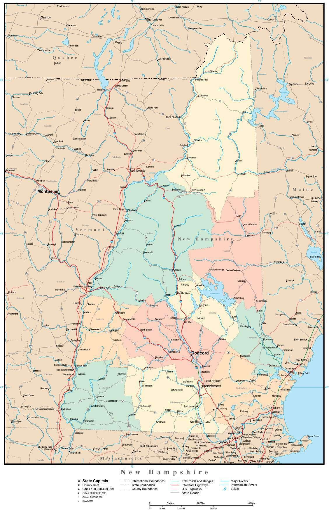 cities in new hampshire map cities in new hampshire map