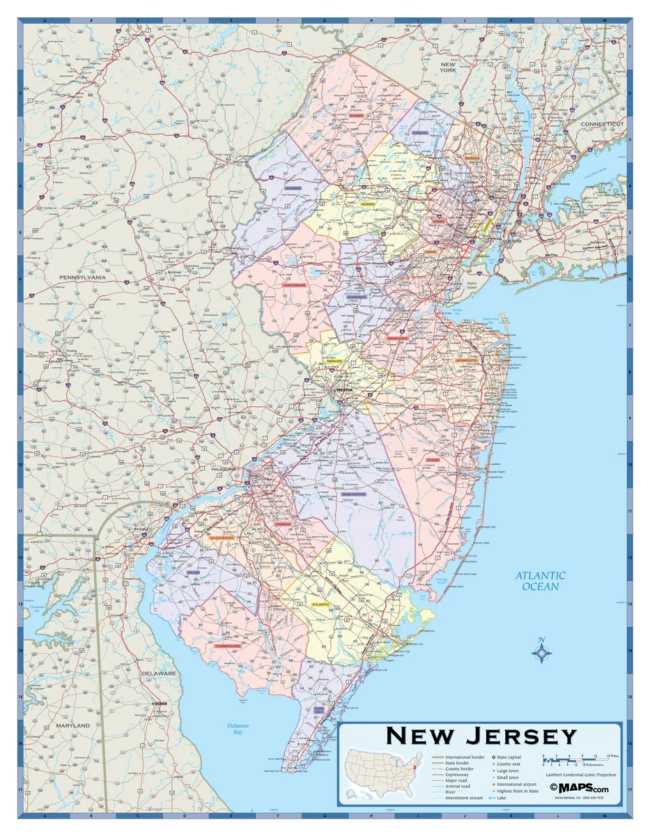 New Jersey Counties Wall Map MAD MAPS