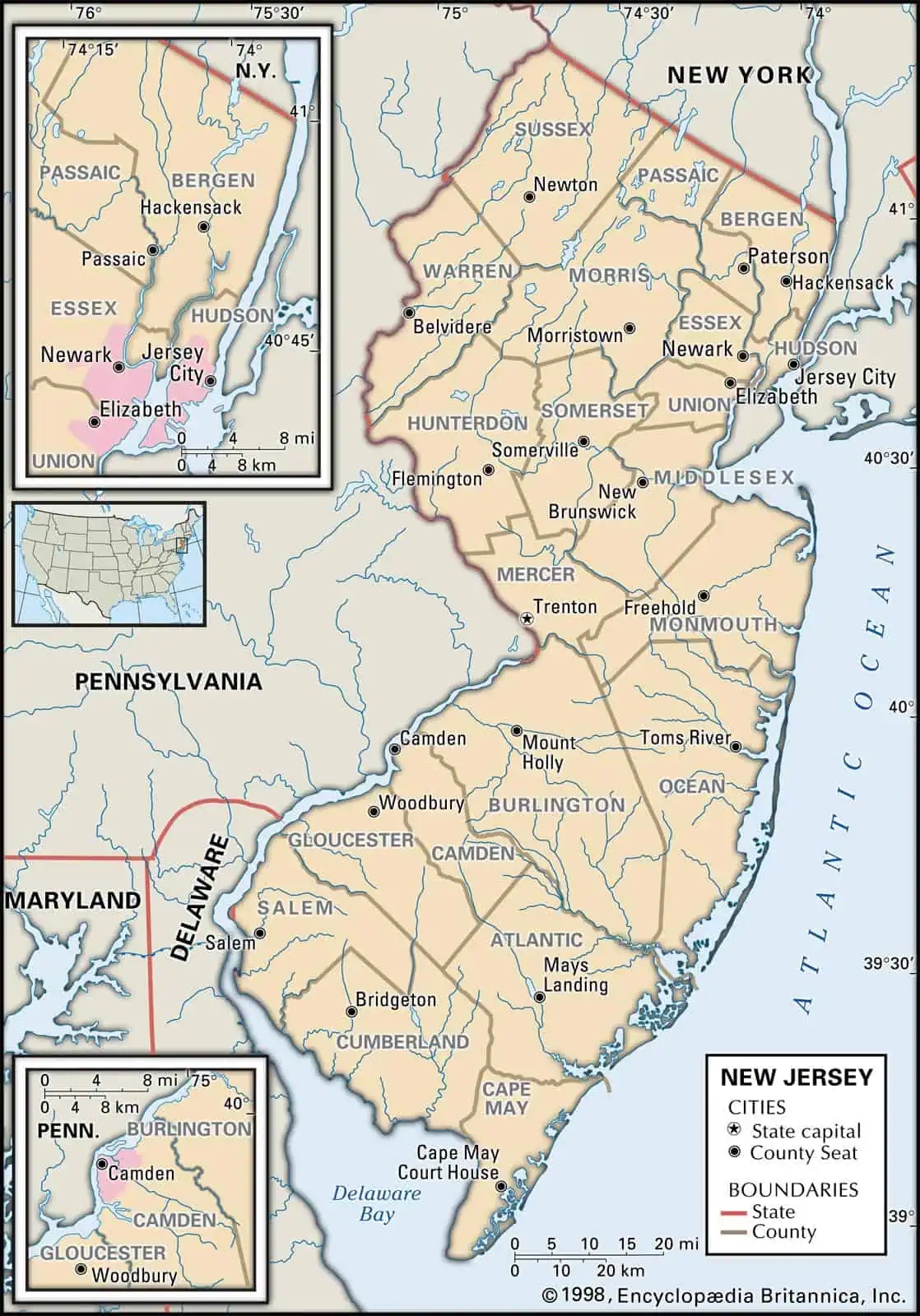 New Jersey County Maps Interactive History Complete List