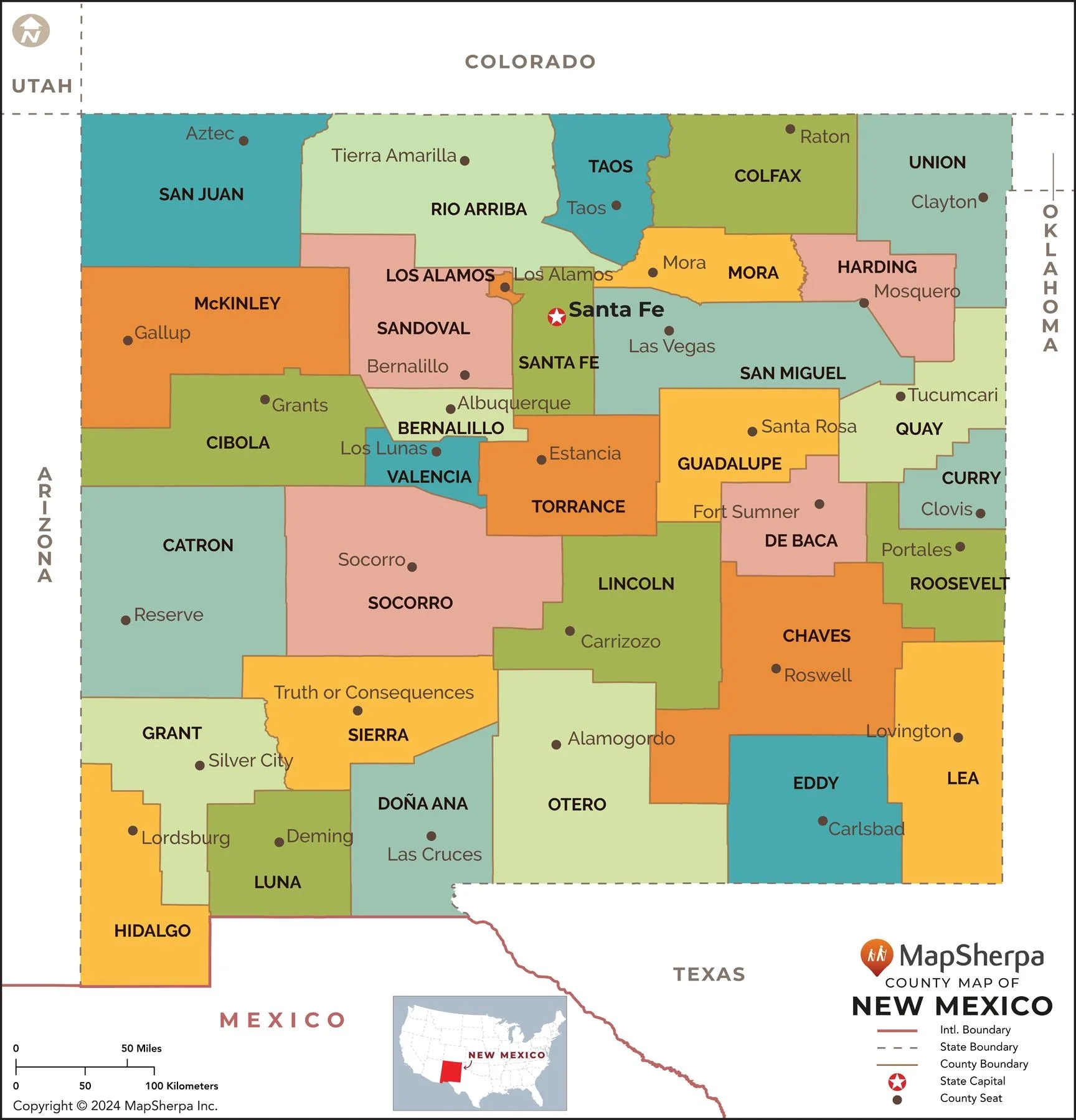 new mexico map with counties