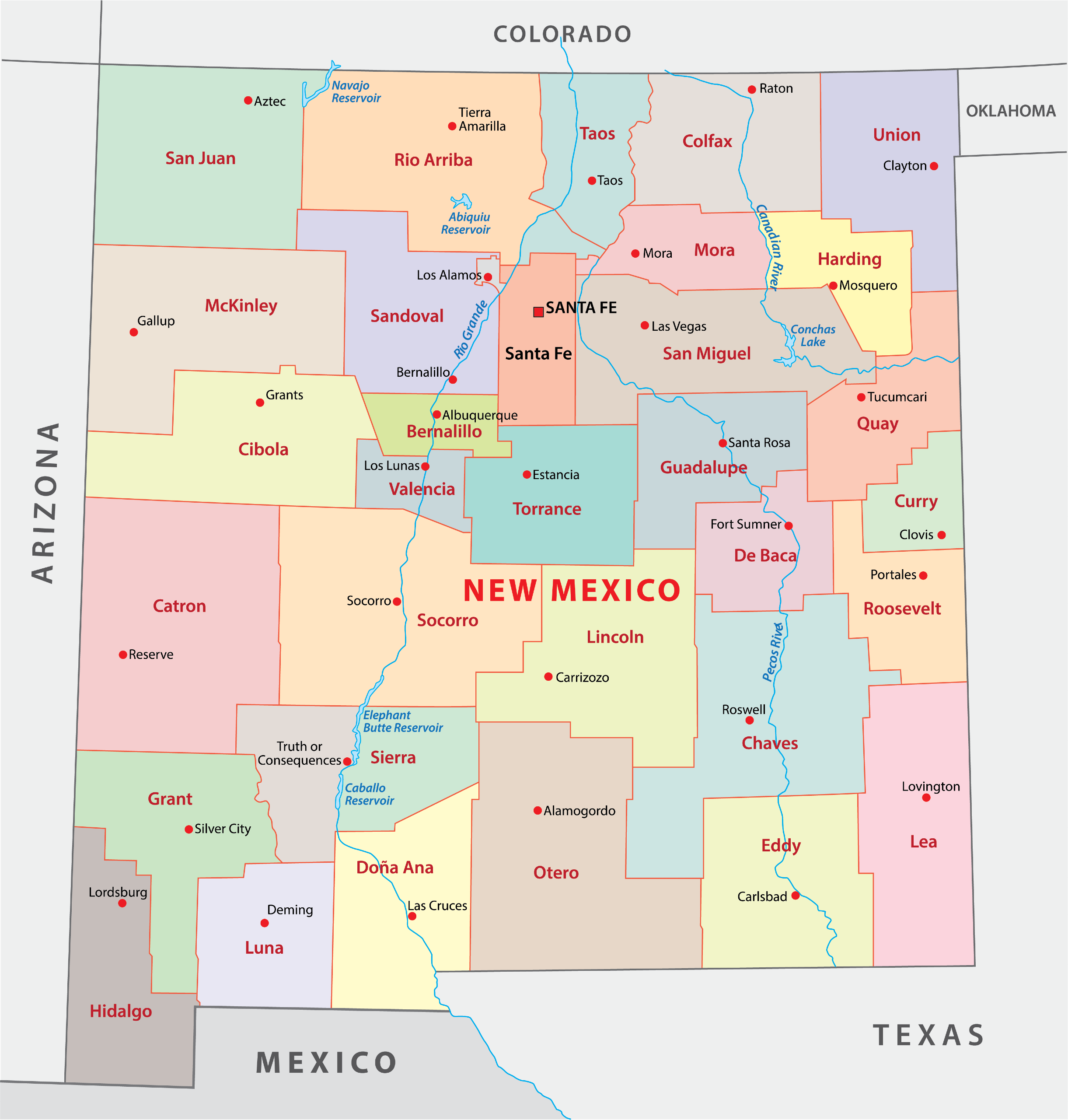 map of counties of new mexico