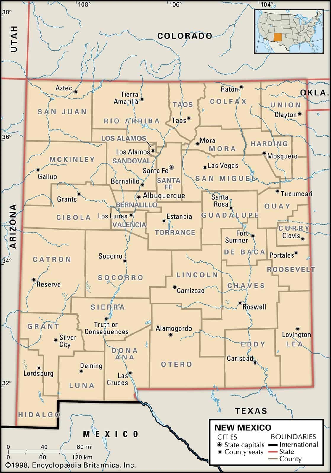 map of new mexico with cities