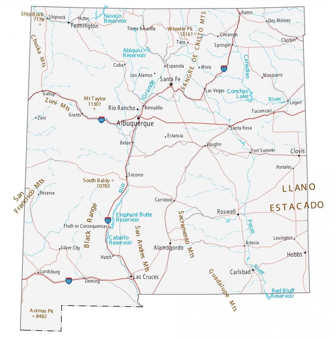 New Mexico Map Cities And Roads GIS Geography