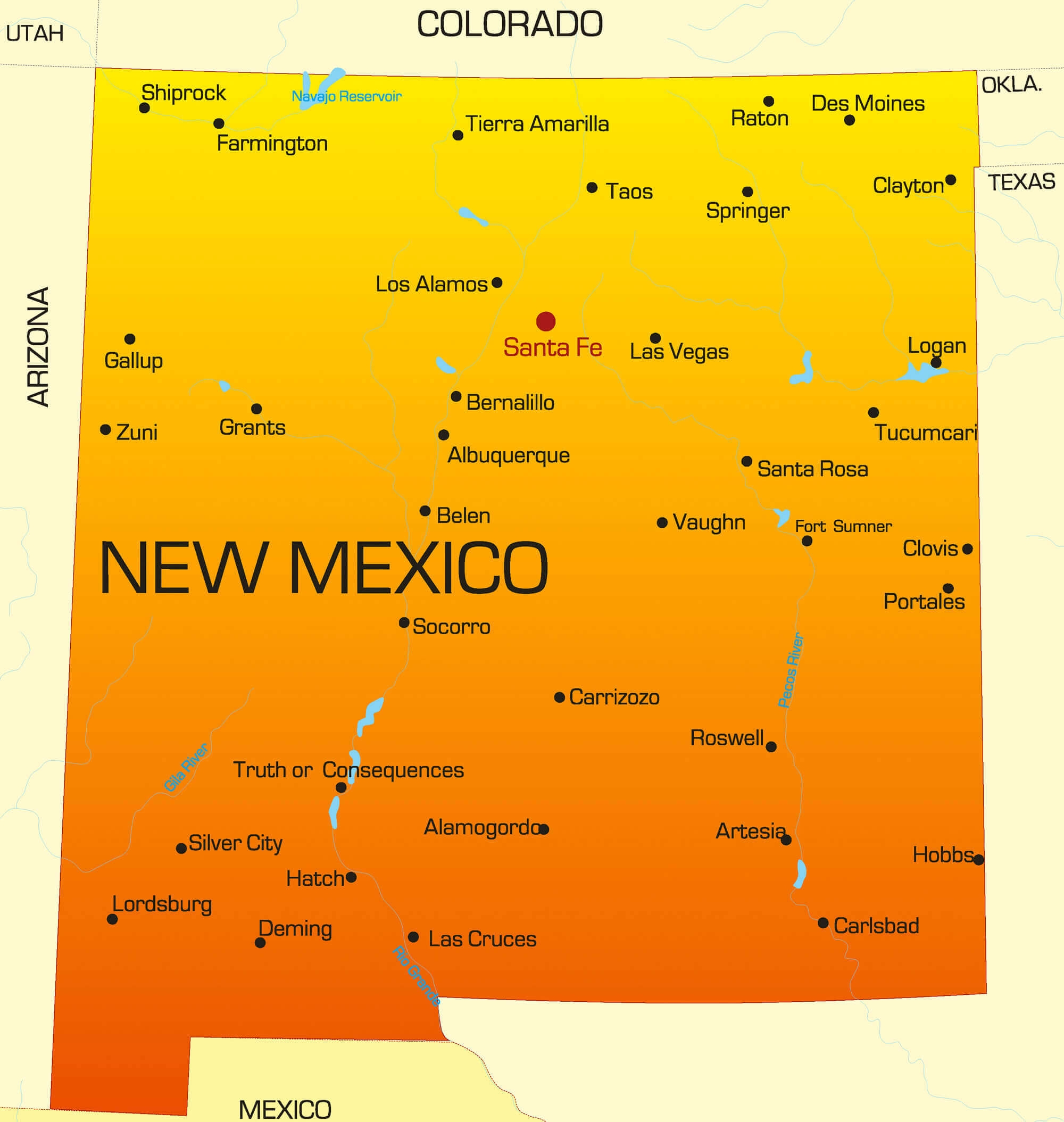 New Mexico Map Guide Of The World