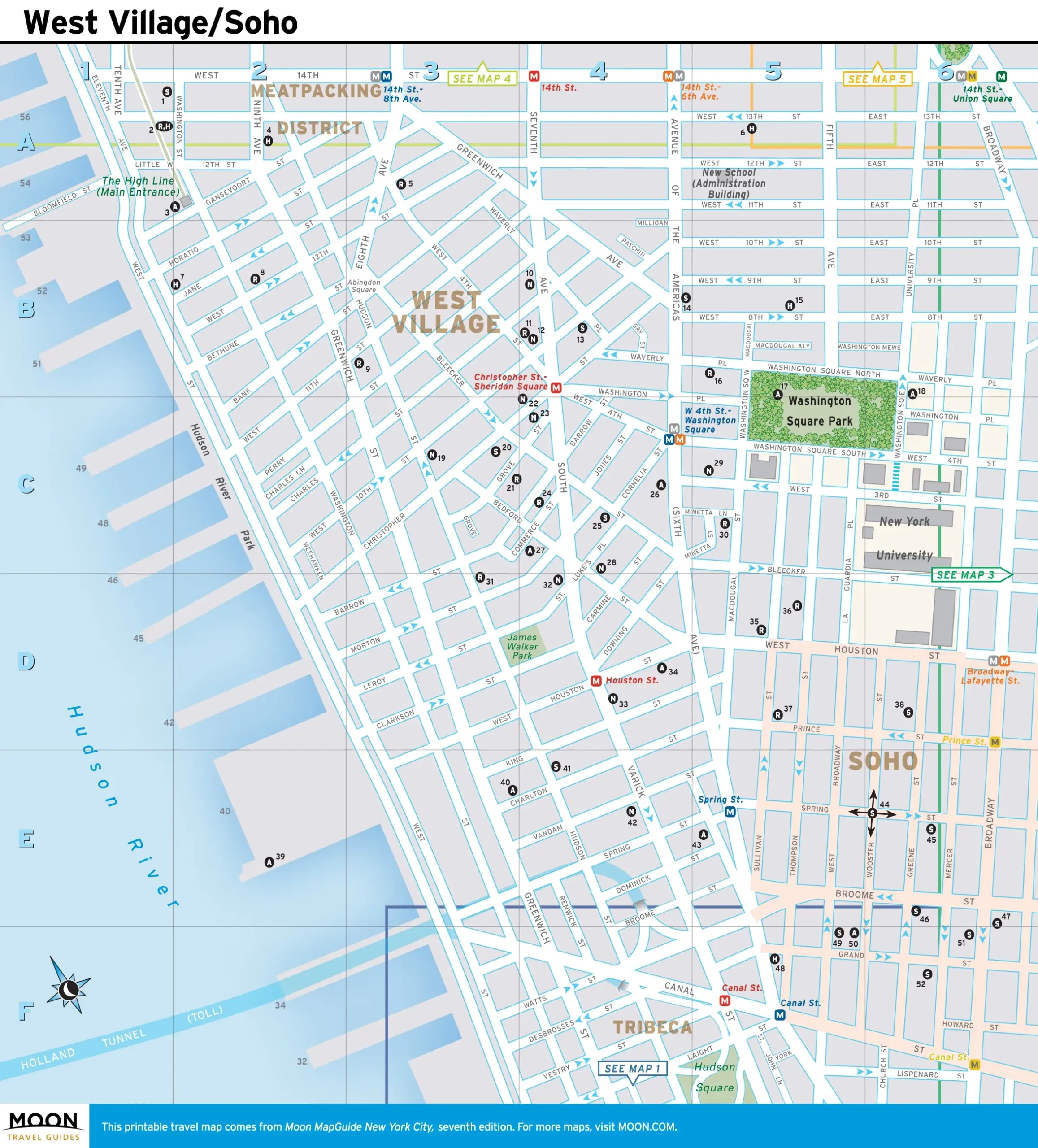 New York City Map West Village And Soho Moon Travel Guides