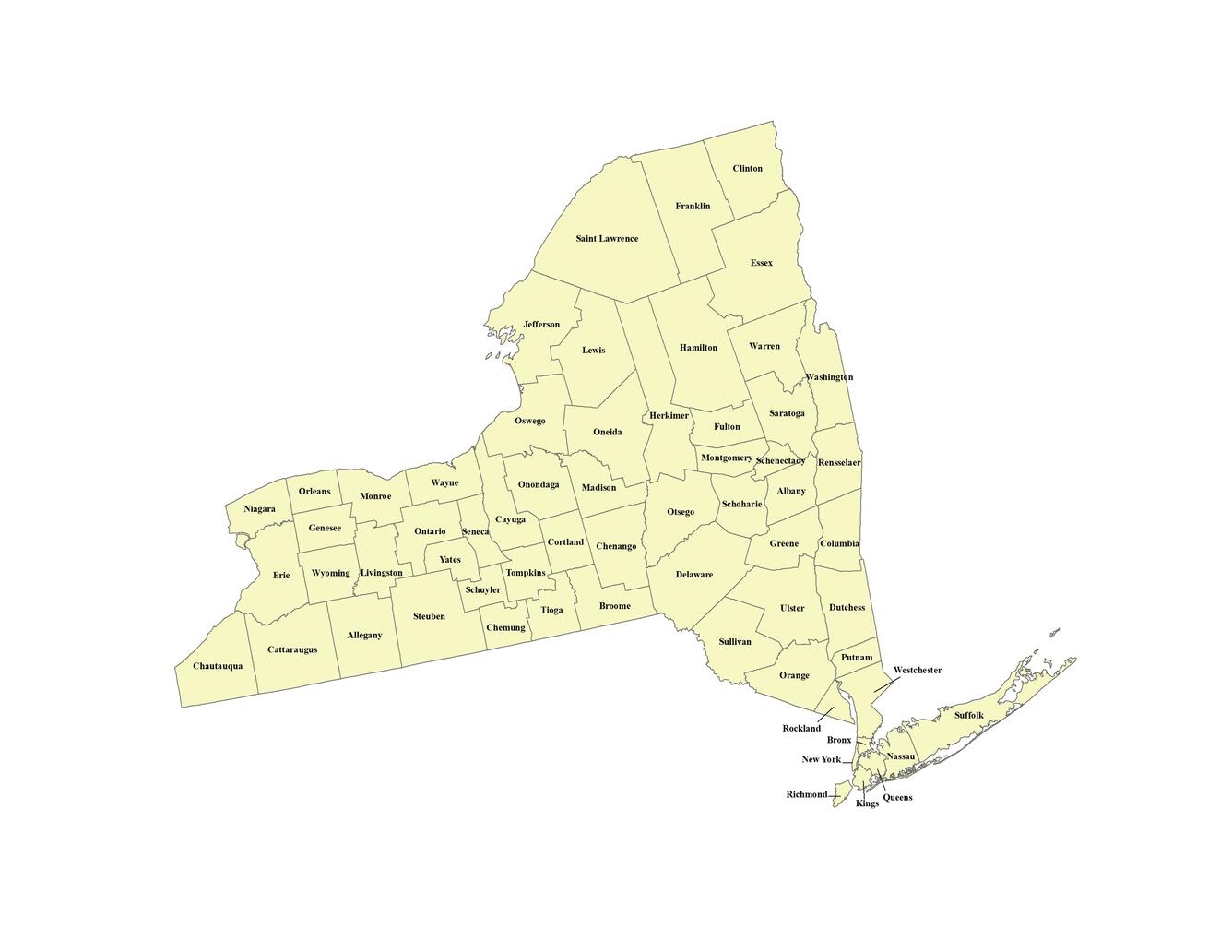 New York Counties Map U S Geological Survey