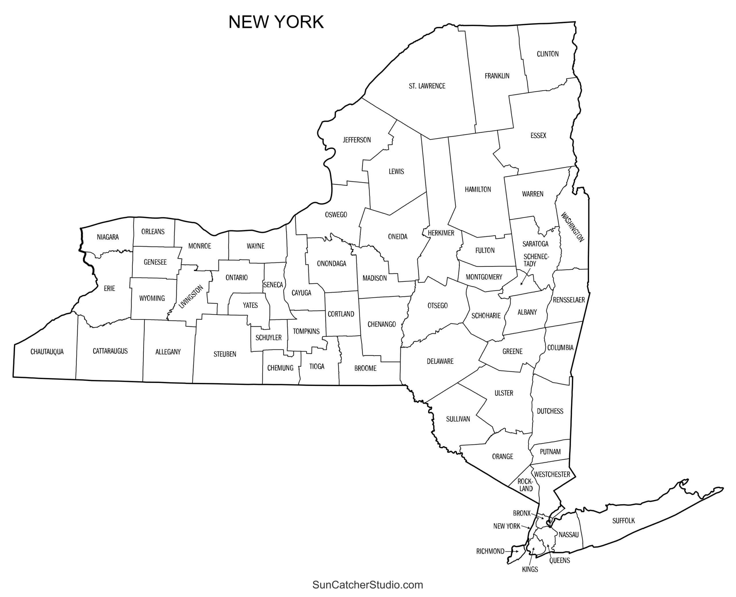 printable map of new york state