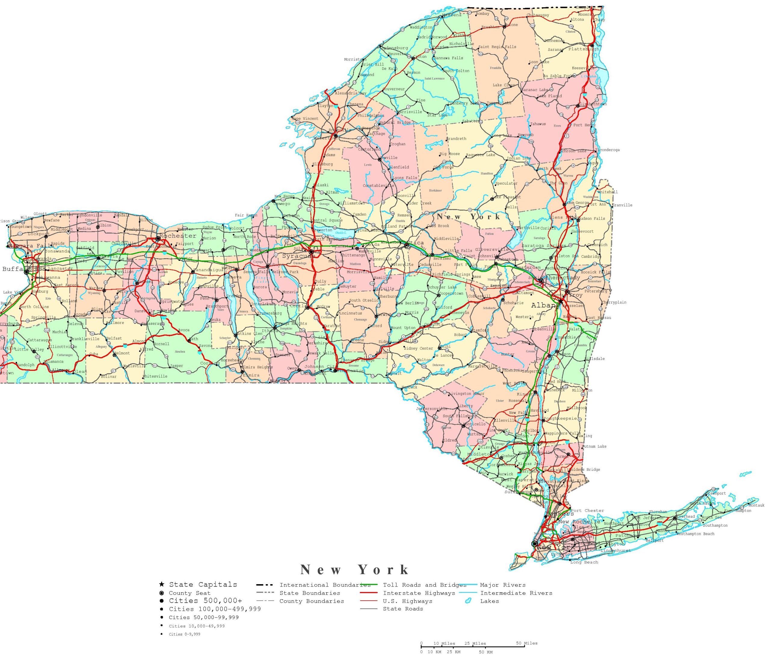 New York Printable Map New York Printable Map