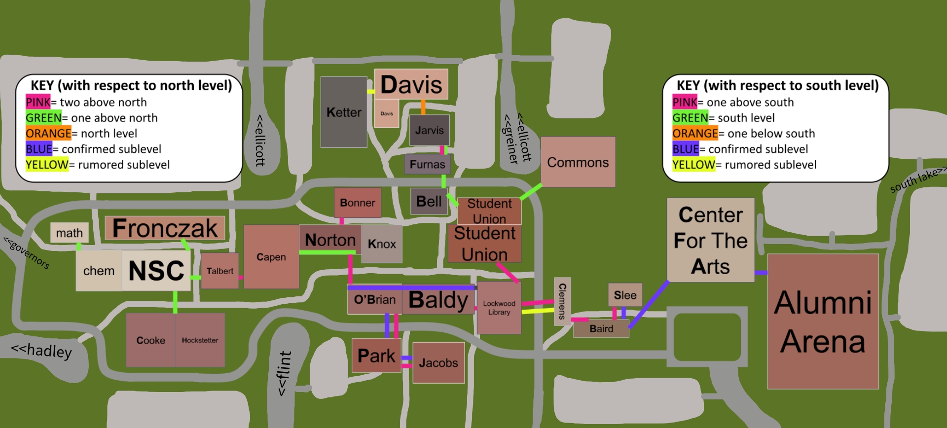 North Campus Tunnel Map Above And Below Info In Comments R UBreddit
