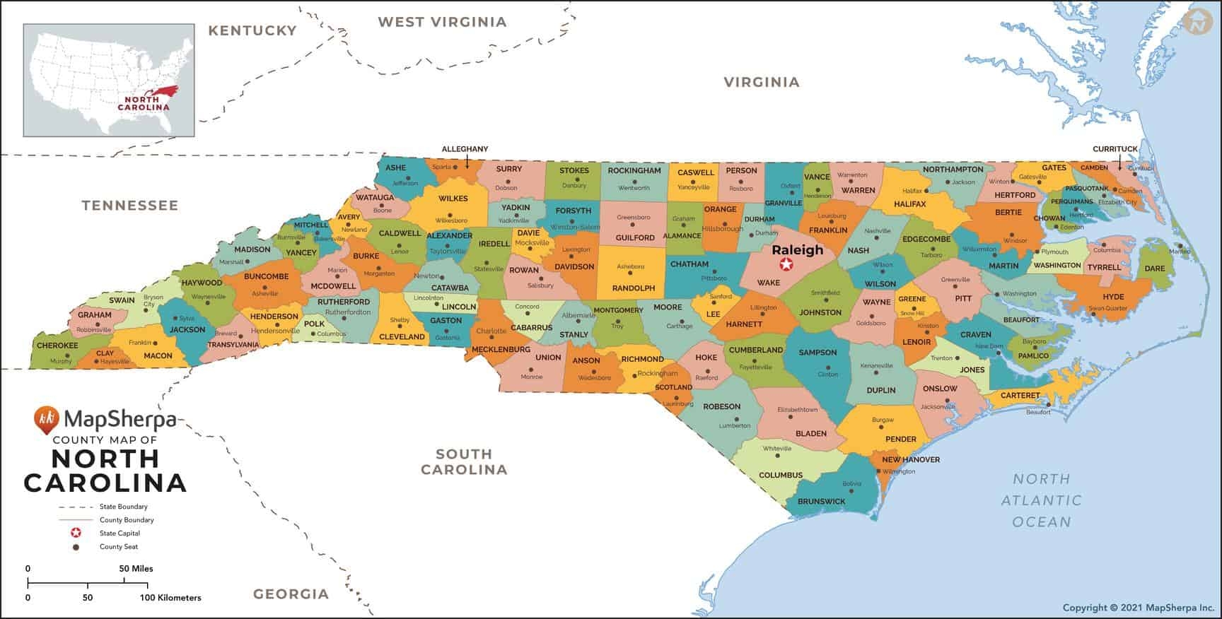 North Carolina Counties Map By MapSherpa MapShop North Carolina Counties Map By MapSherpa MapShop