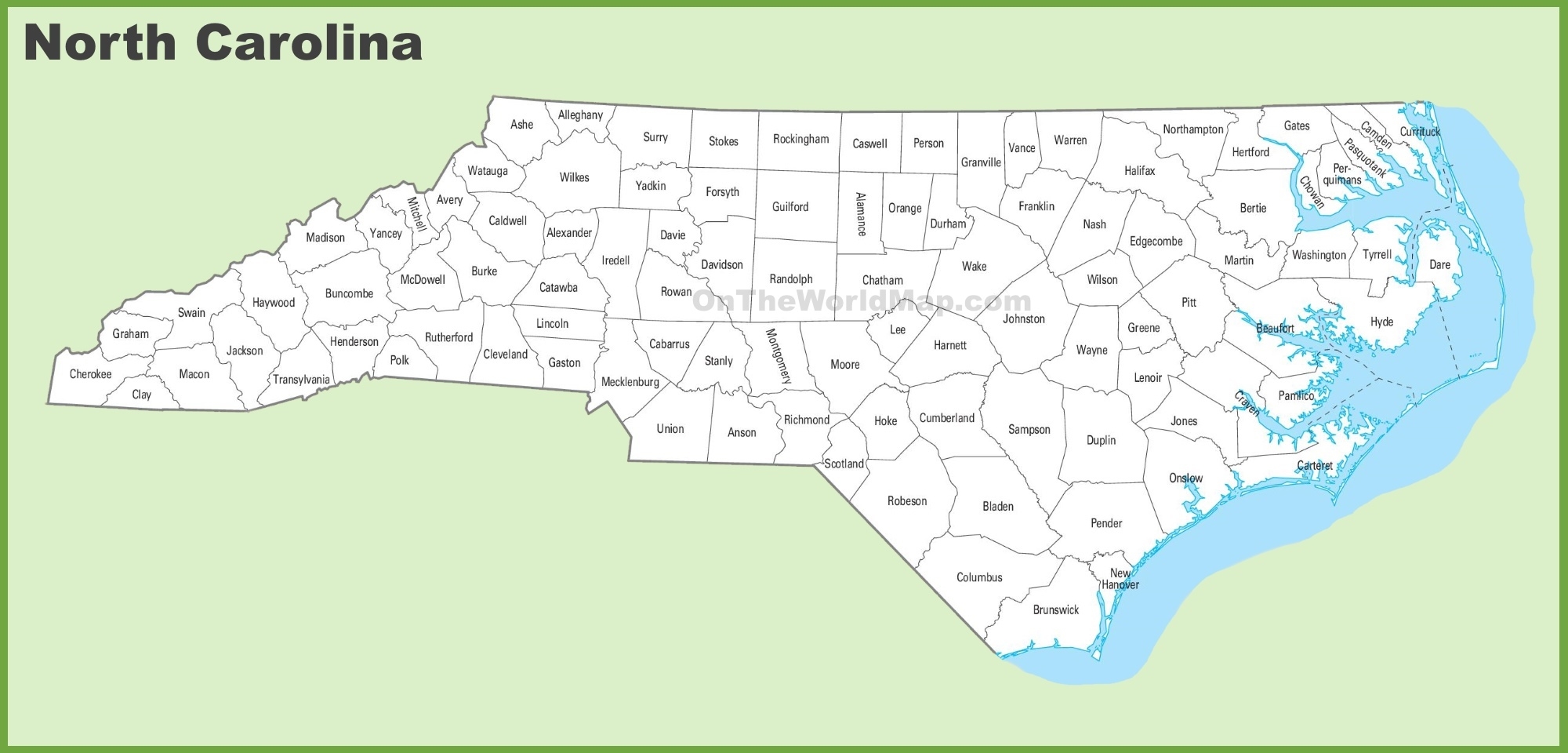 large nc county map large nc county map