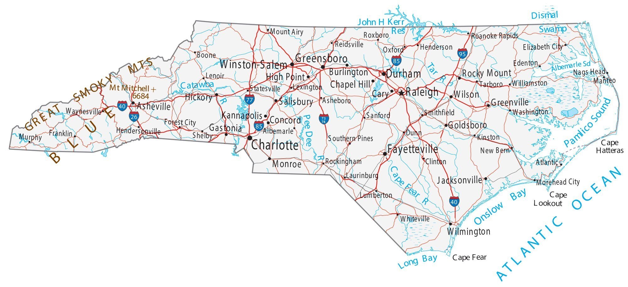 North Carolina Map Cities And Roads GIS Geography North Carolina Map Cities And Roads GIS Geography
