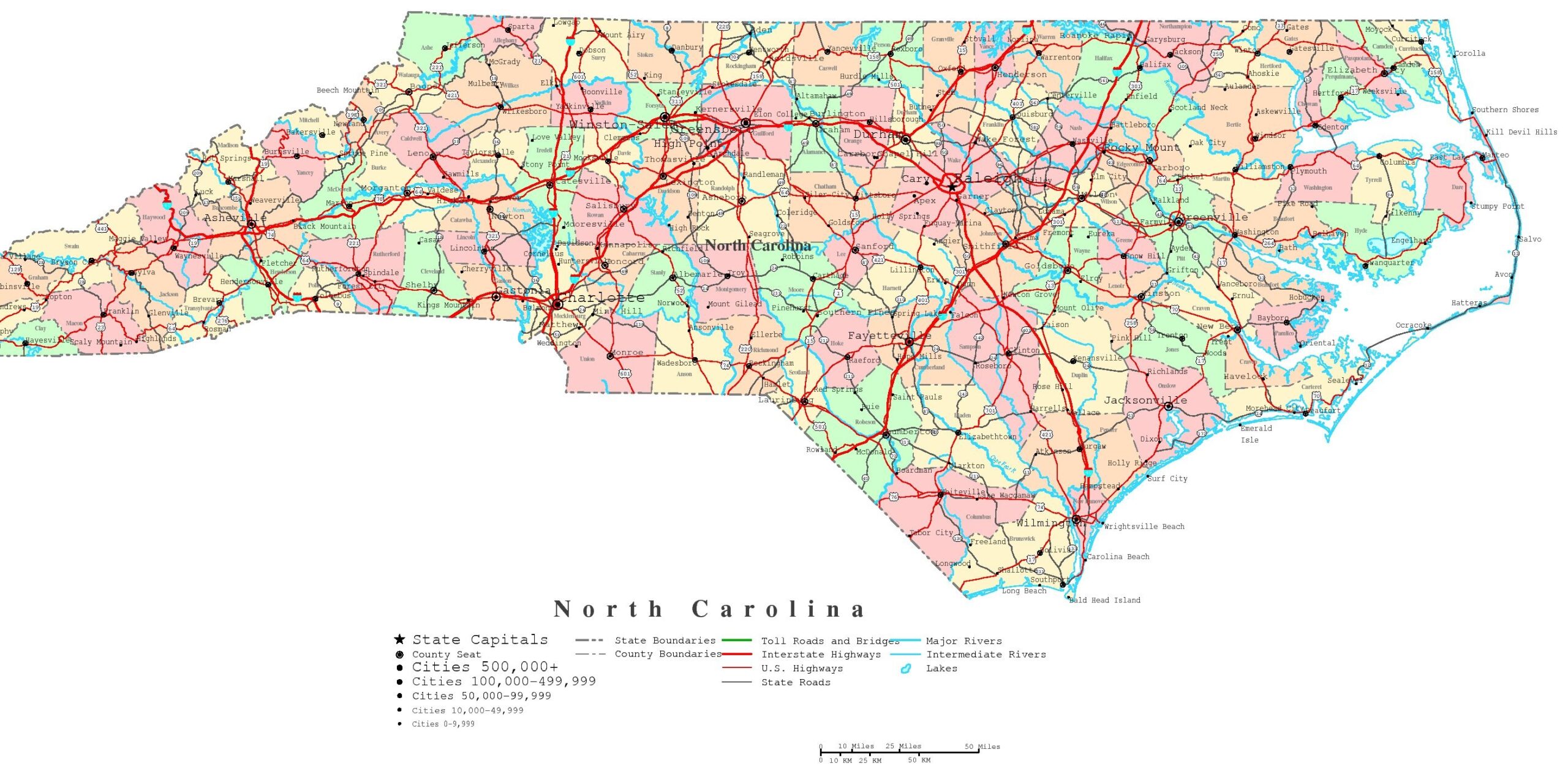 map of nc cities