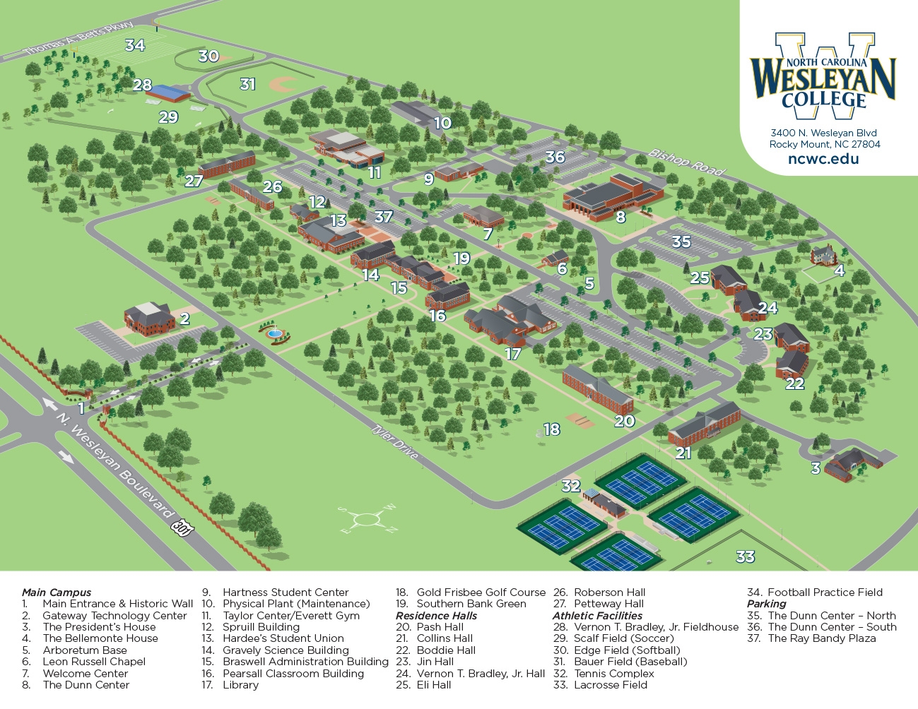 North Carolina Wesleyan College Map