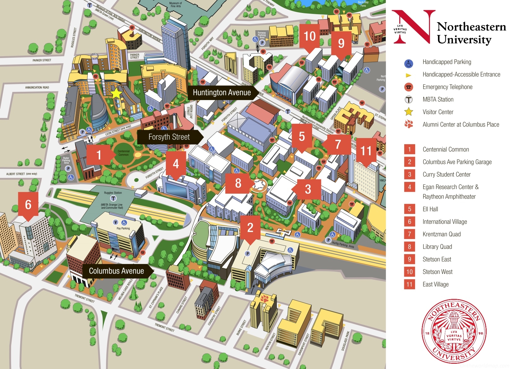 Northeastern University Campus Map Boston Massachusetts Ontheworldmap