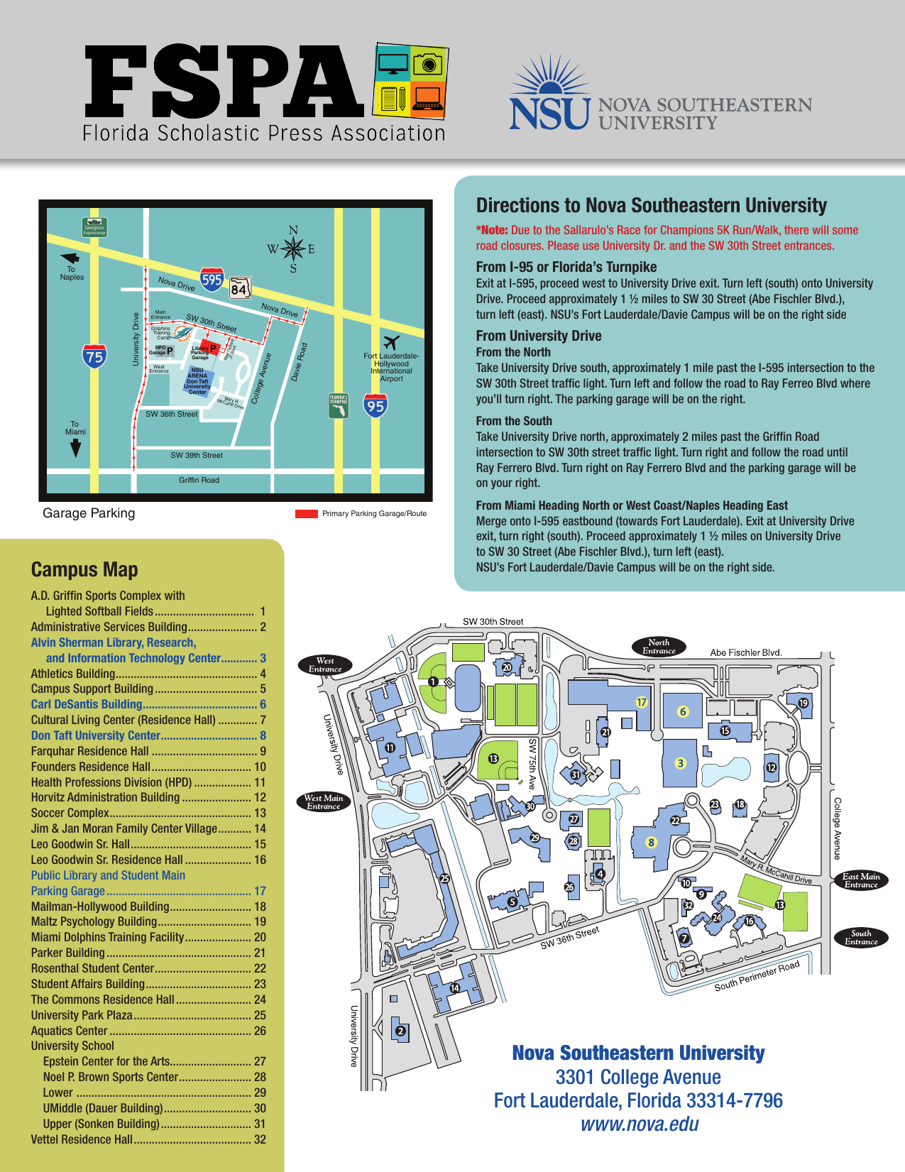 Nova Southeastern University Campus Map Directions