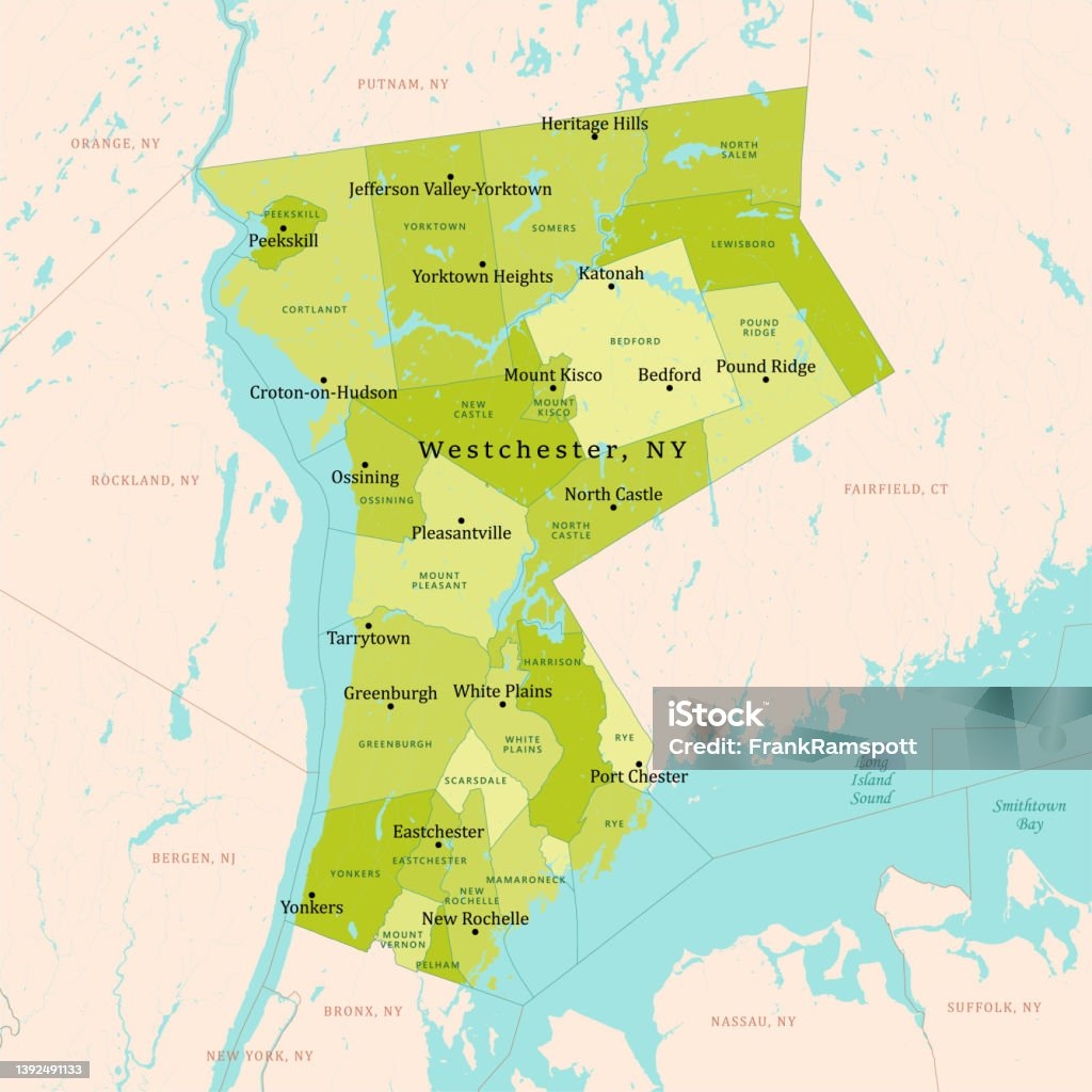 Ny Westchester Vector Map Green Stock Illustration Download Image Now Map Westchester County New York State IStock