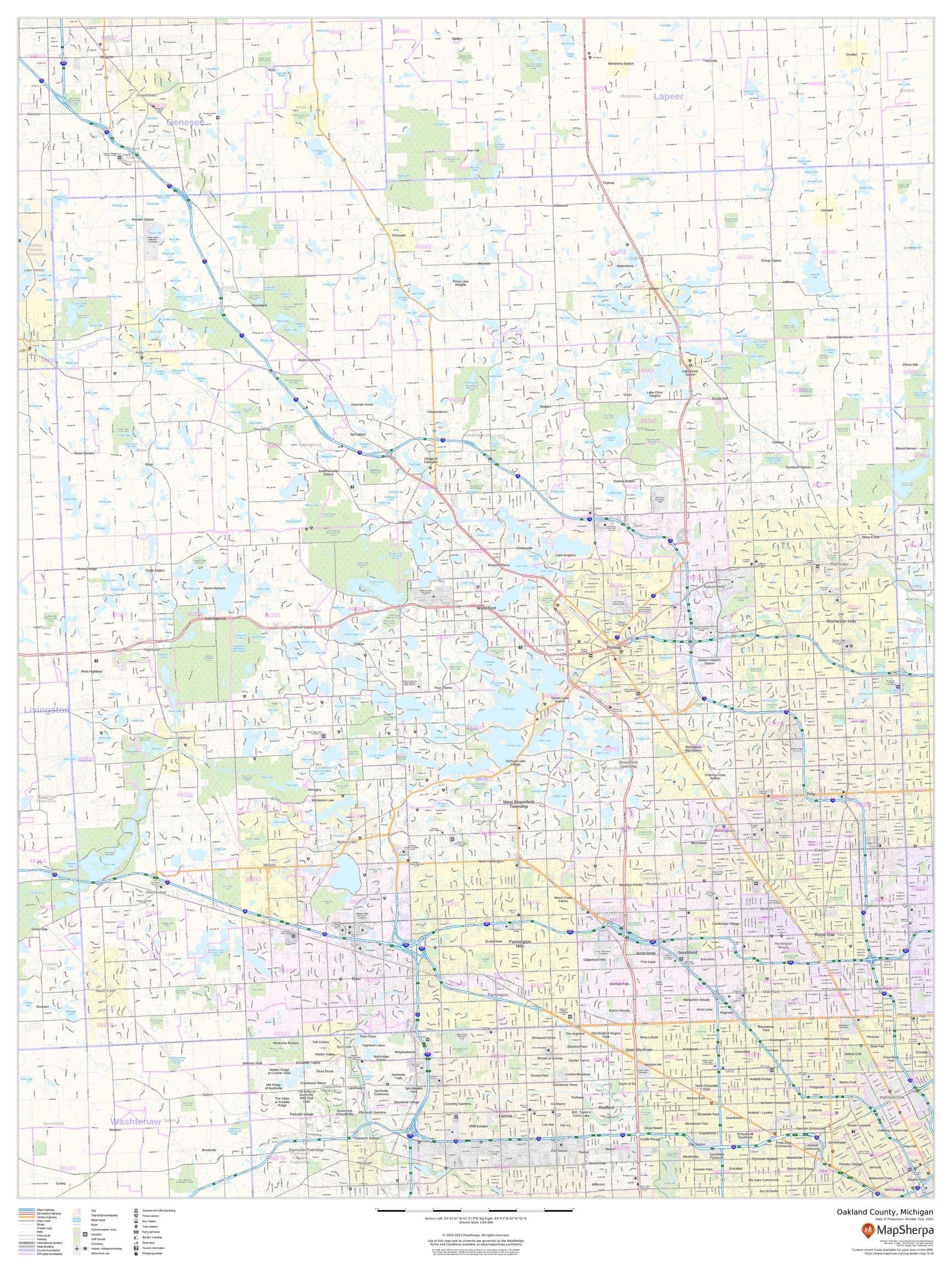 Oakland County Michigan By MapSherpa The Map Shop Oakland County Michigan By MapSherpa The Map Shop