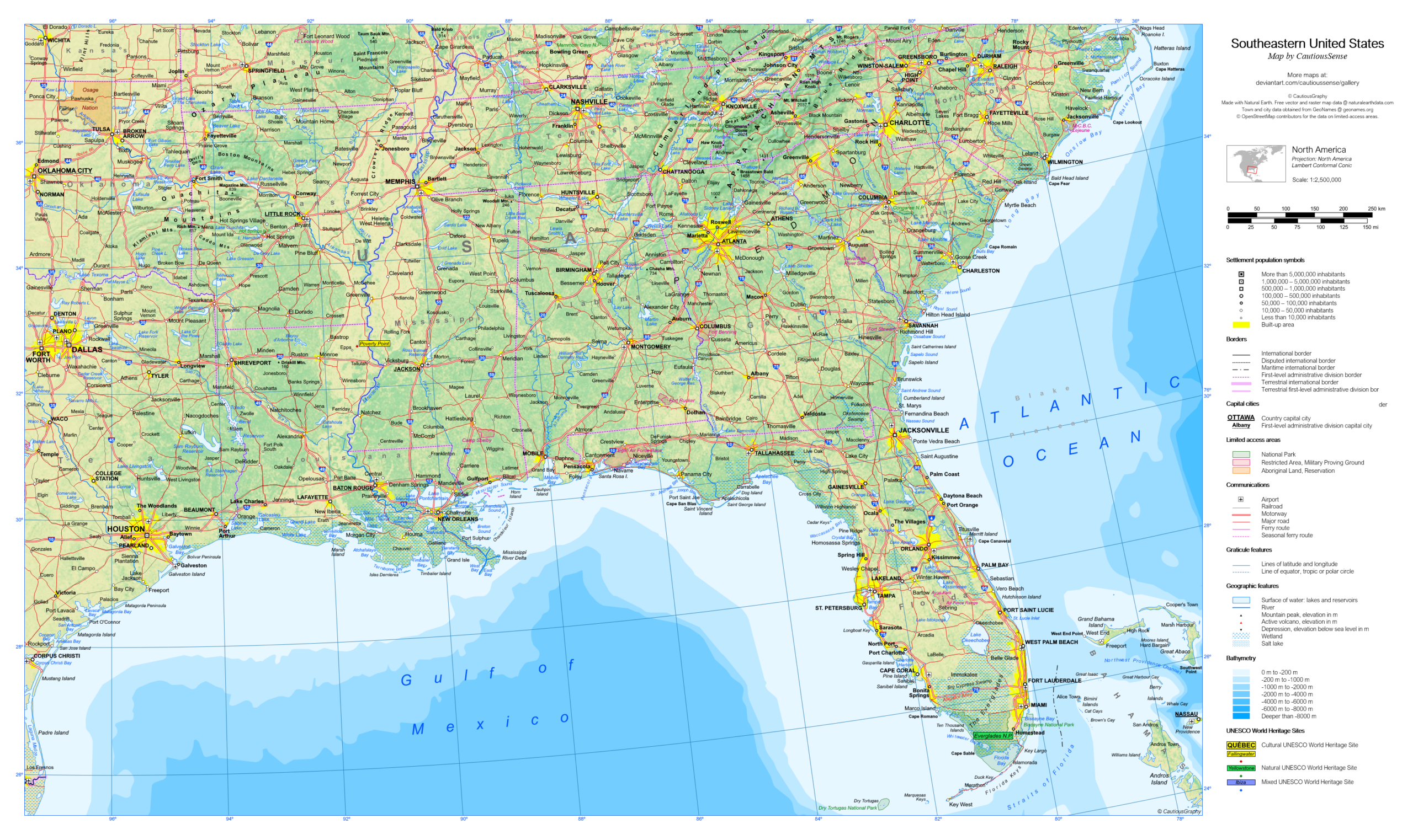 printable map of southeast united states