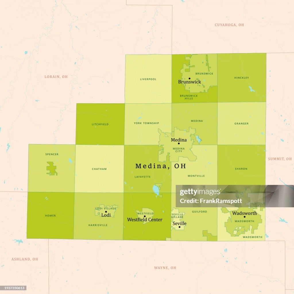 Oh Medina County Vector Map Green High Res Vector Graphic Getty Images
