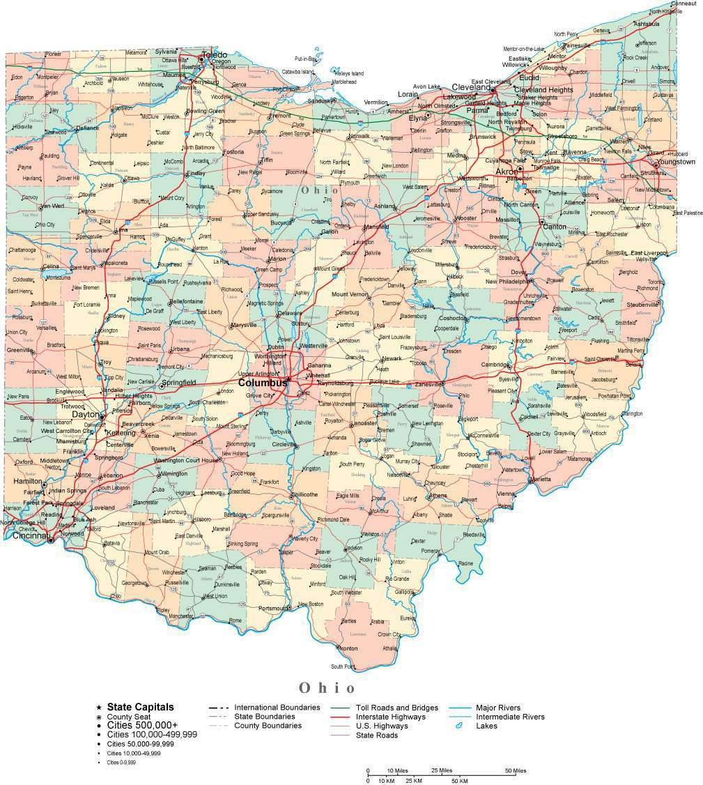 Ohio Digital Vector Map With Counties Major Cities Roads Rivers Lakes Ohio Digital Vector Map With Counties Major Cities Roads Rivers Lakes