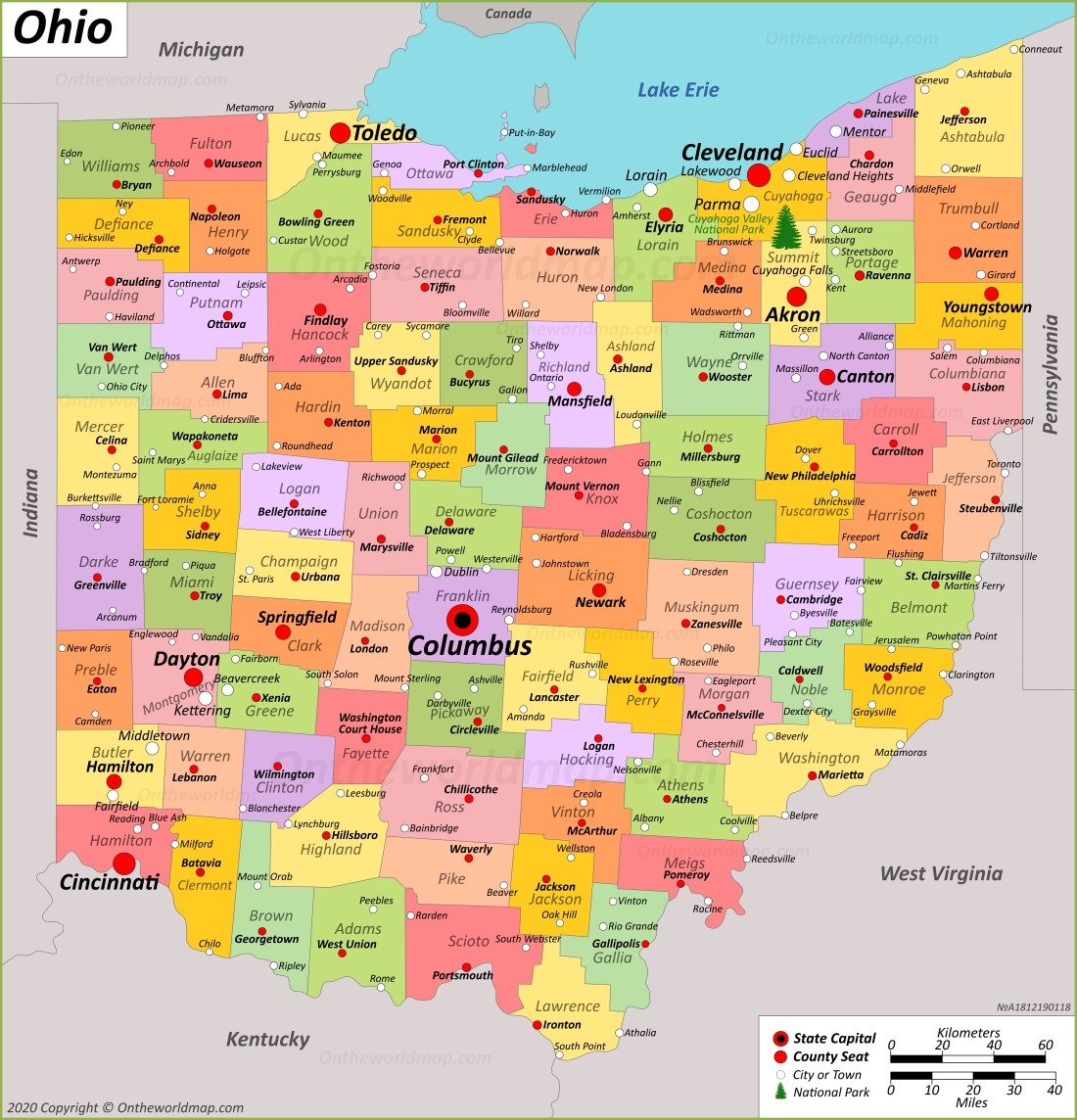 ohio county city map