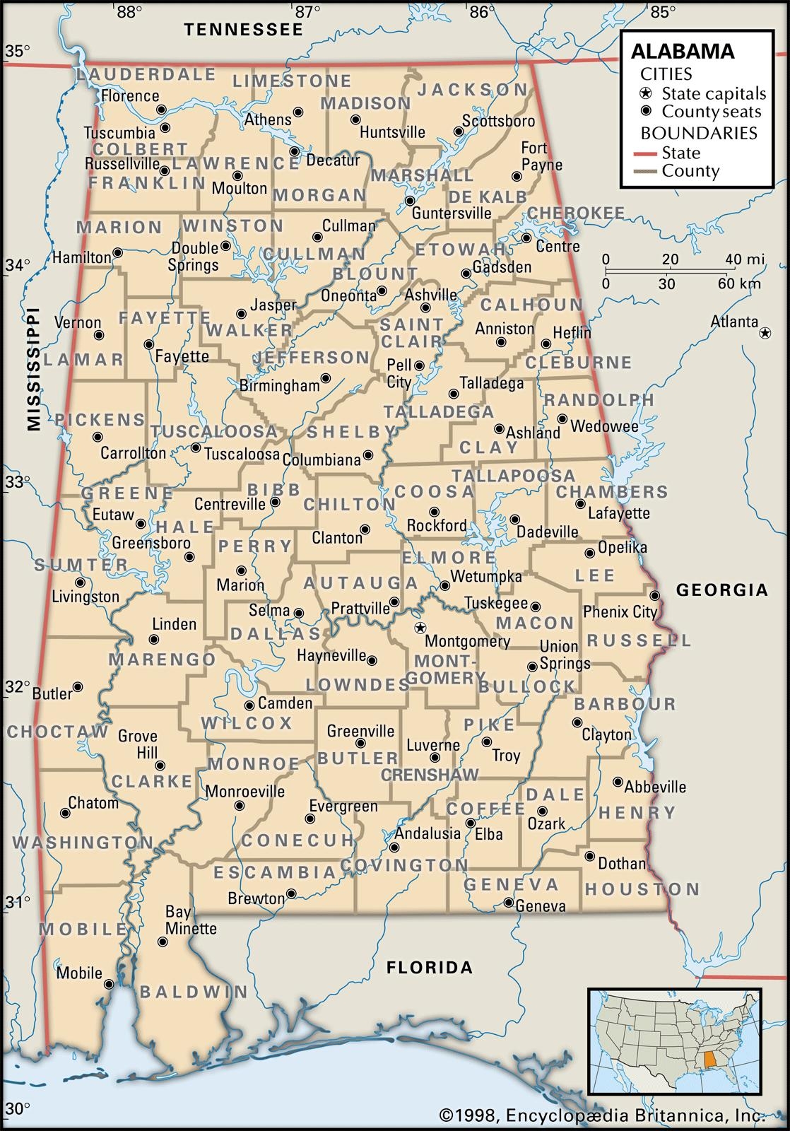 alabama county map with cities alabama county map with cities