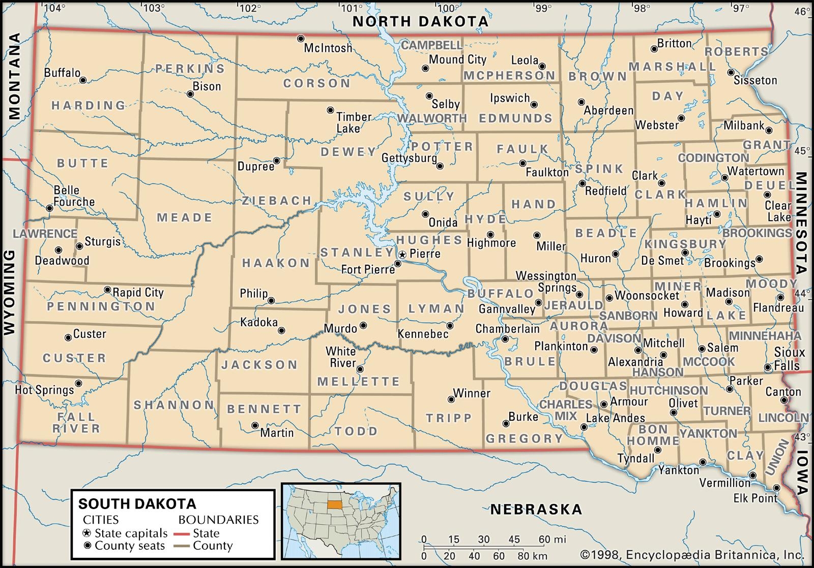 county map south dakota