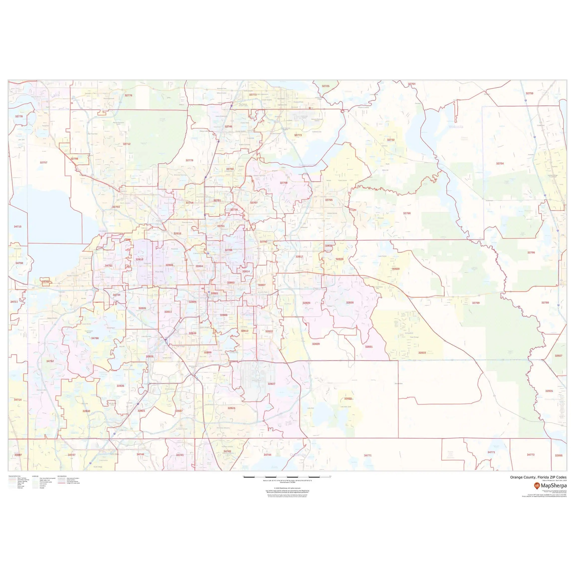 county map of florida with zip codes