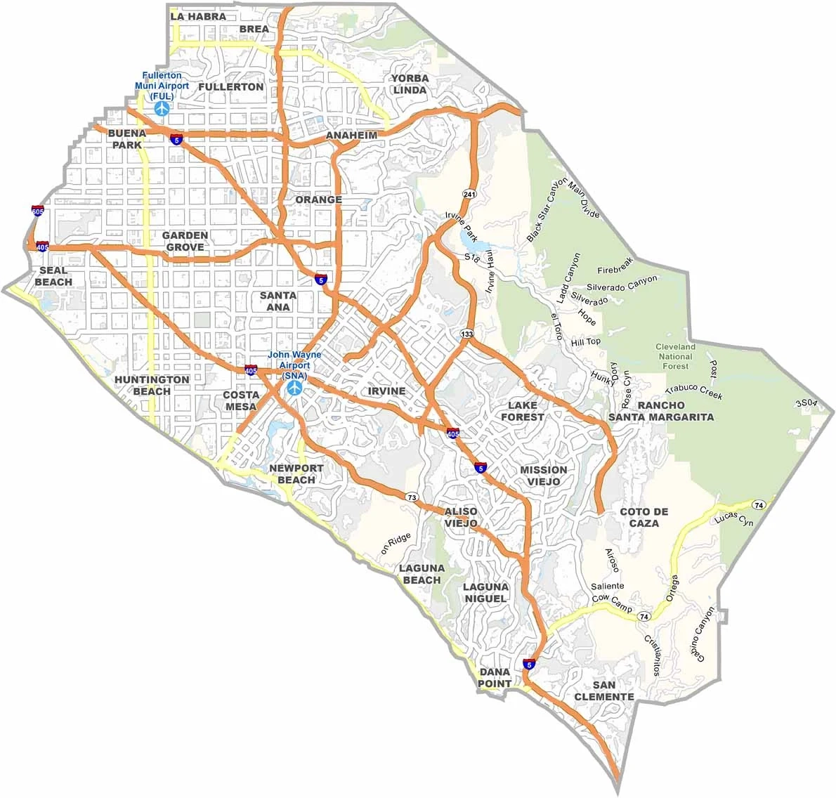 Orange County Map California US County Maps