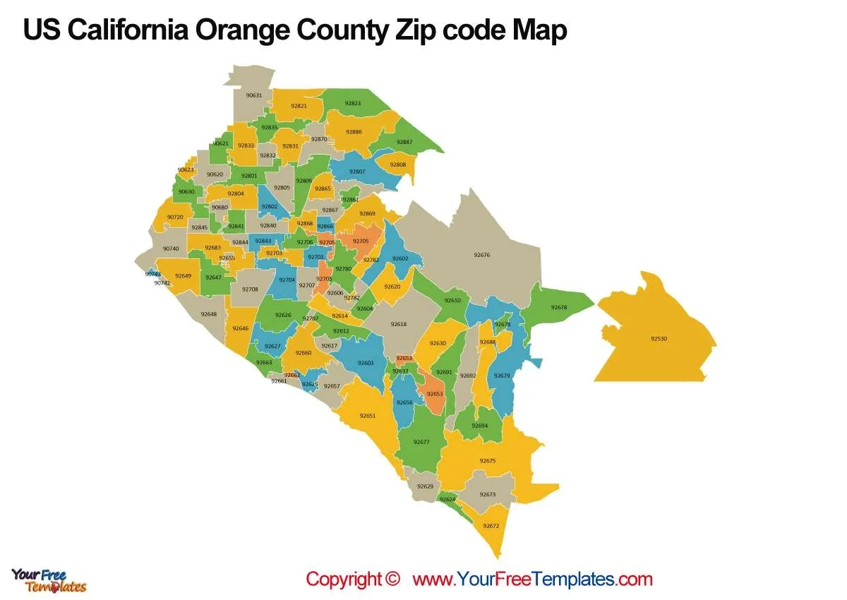Orange county zip code map web Free PowerPoint Template Orange county zip code map web Free PowerPoint Template