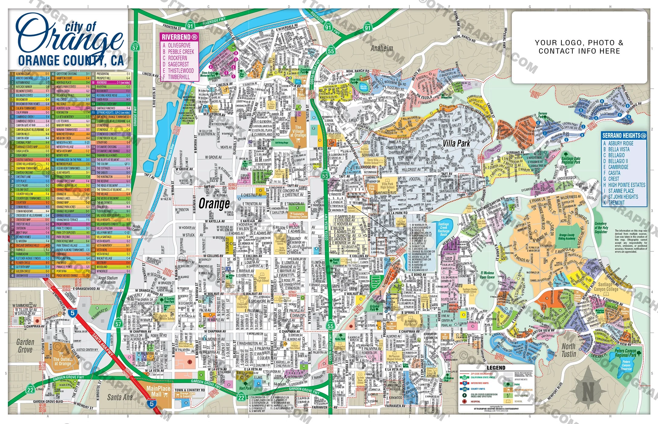 Orange Map City Of Orange Orange County CA FILES PDF And AI Ed Otto Maps